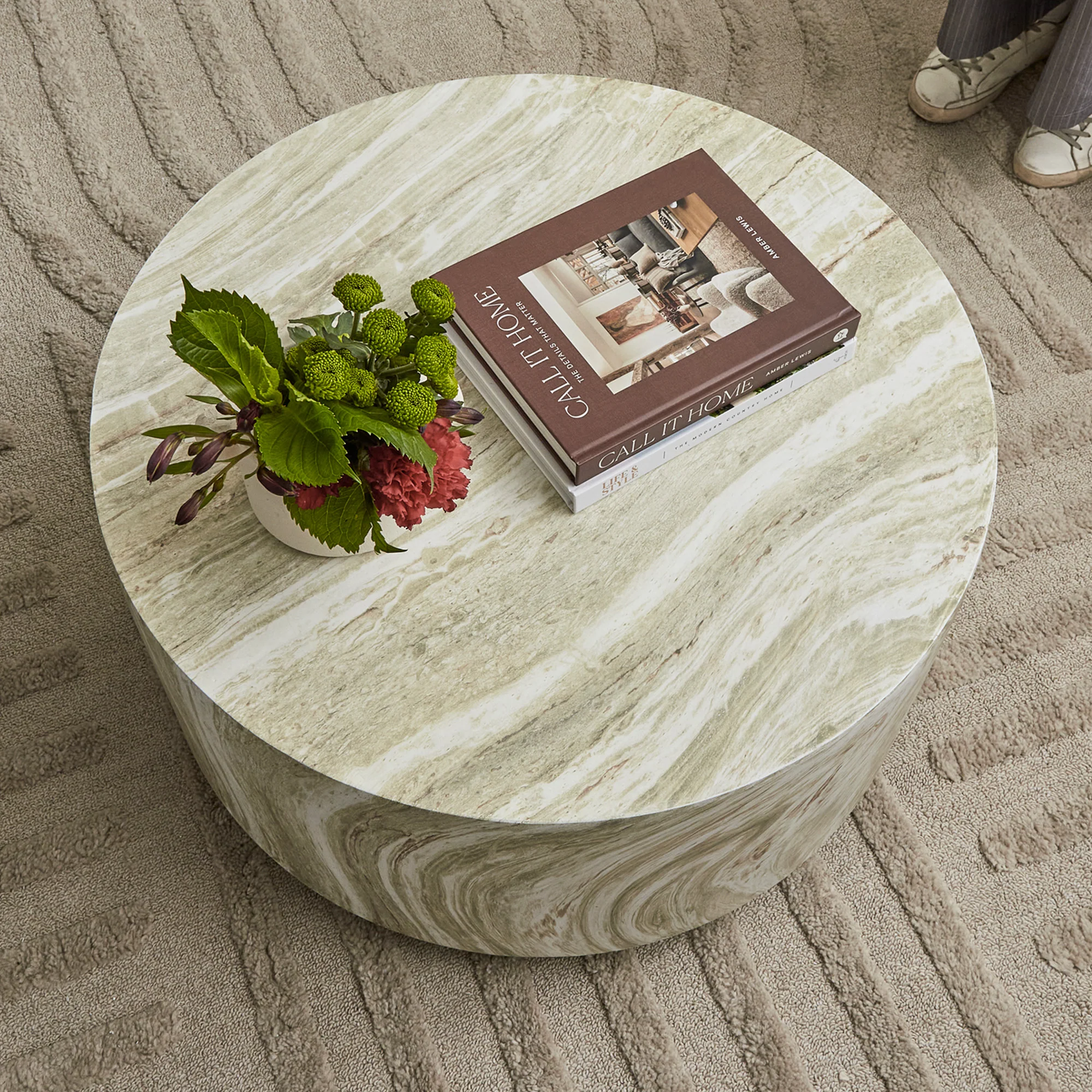 Elena Green Marble Look Coffee Table - Image 7