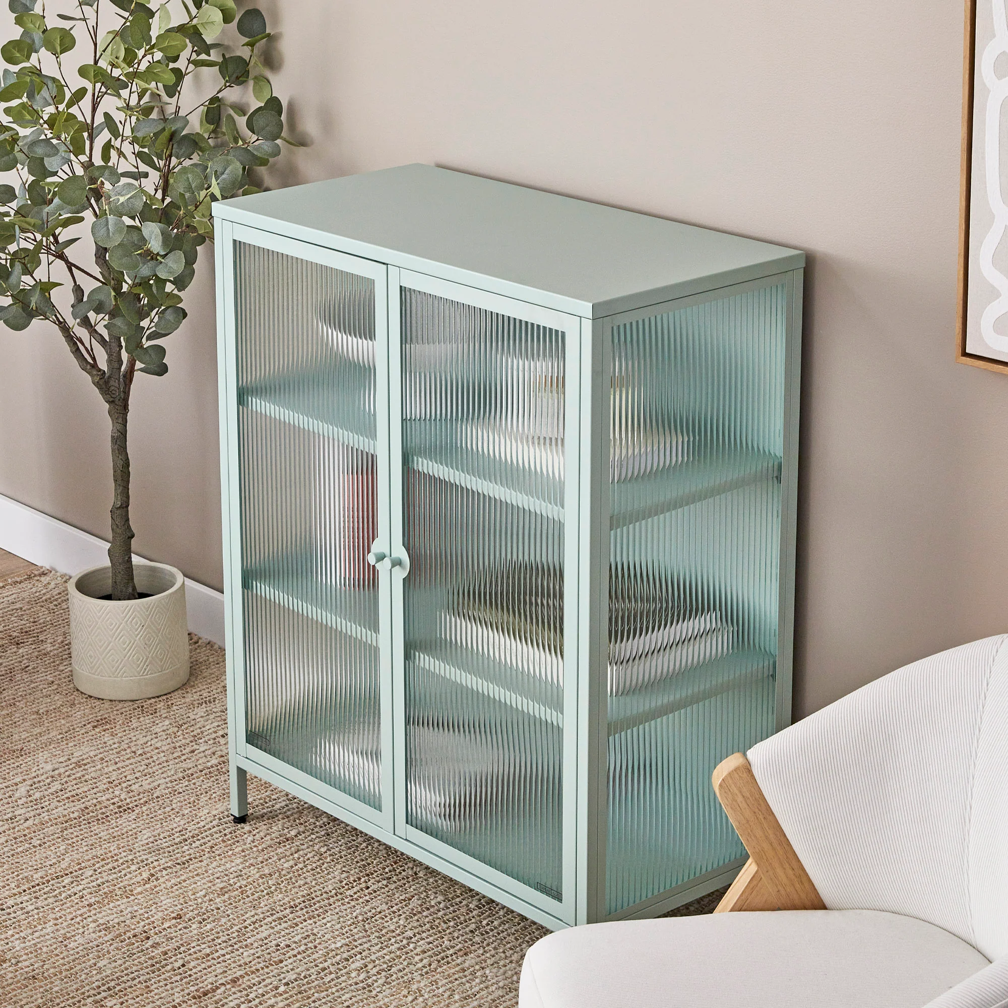 Ella 2 Door Modern Metal Cabinet Sage - Image 6