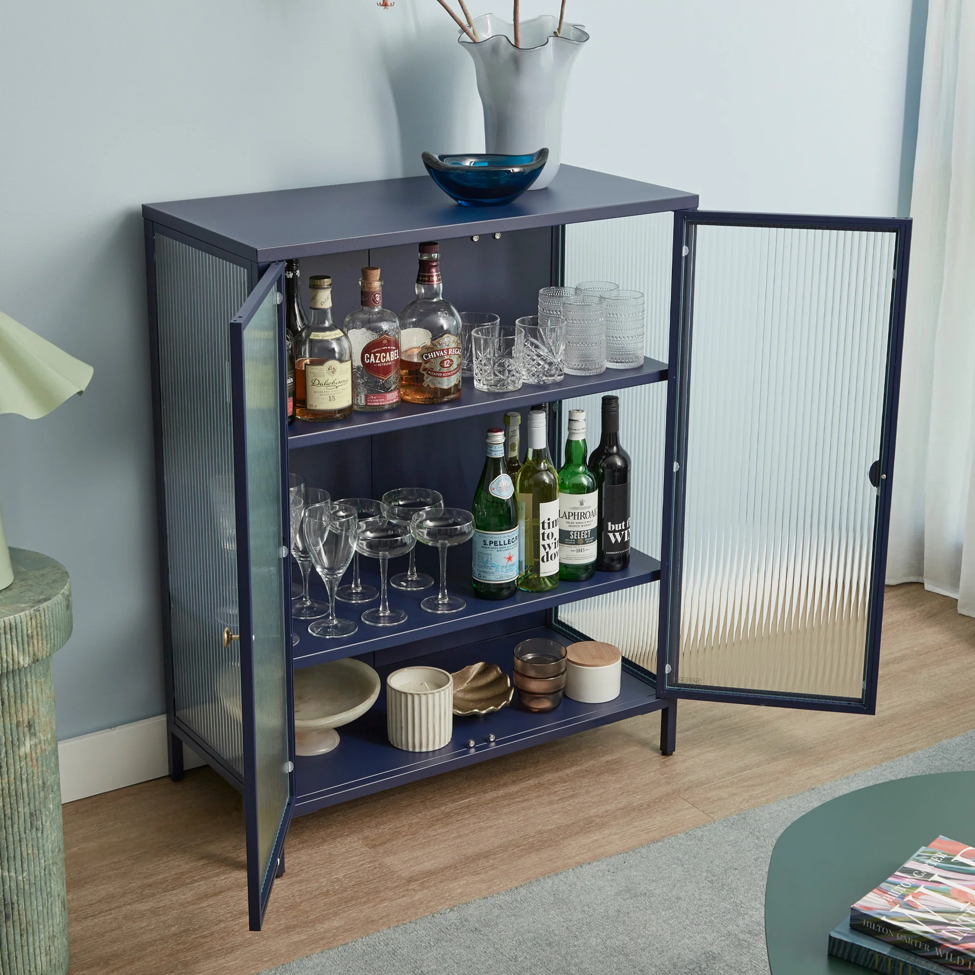 Ella 2 Door Modern Metal Cabinet Navy - Image 5