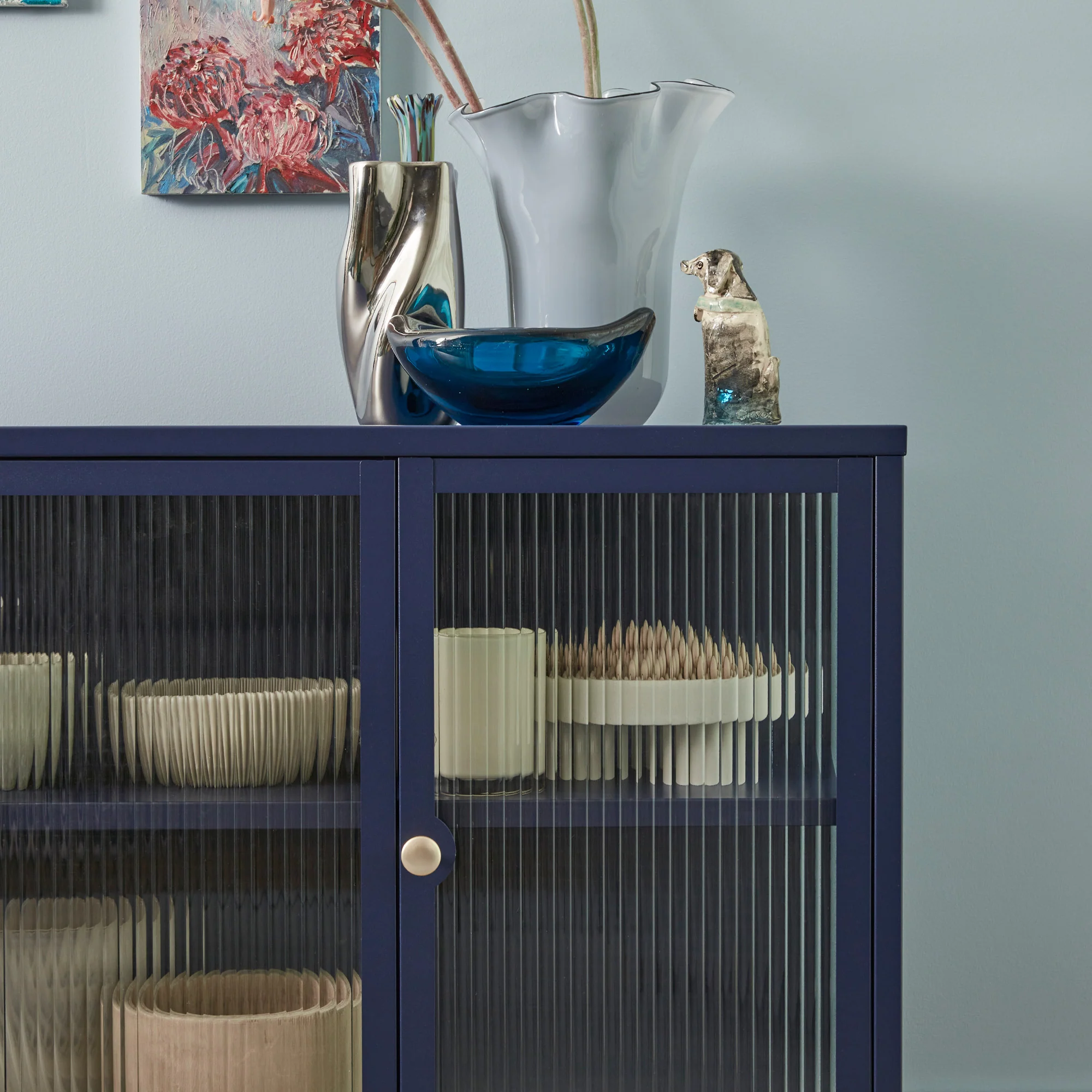 Ella 3 Door Modern Metal Buffet Navy - Image 4