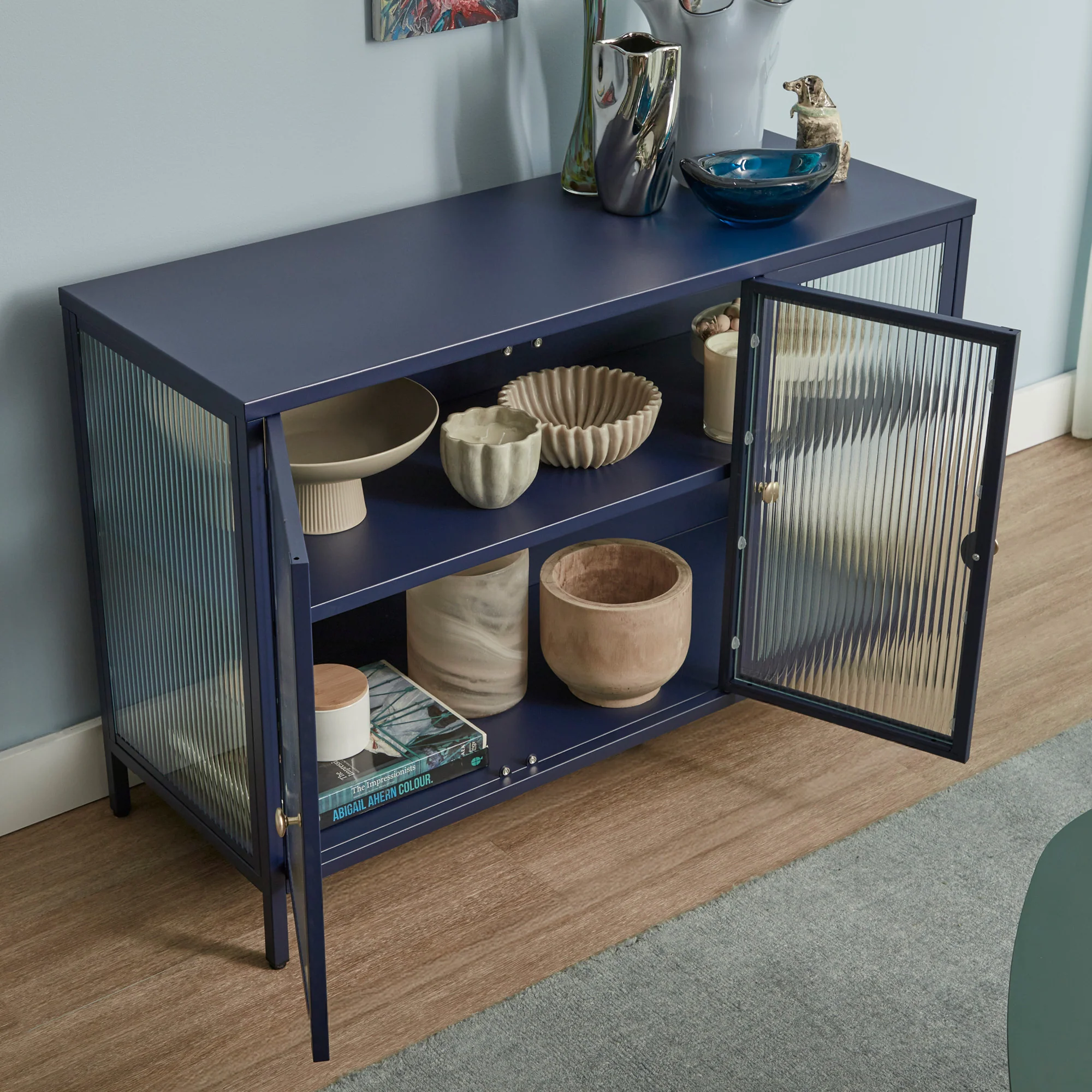 Ella 3 Door Modern Metal Buffet Navy - Image 5