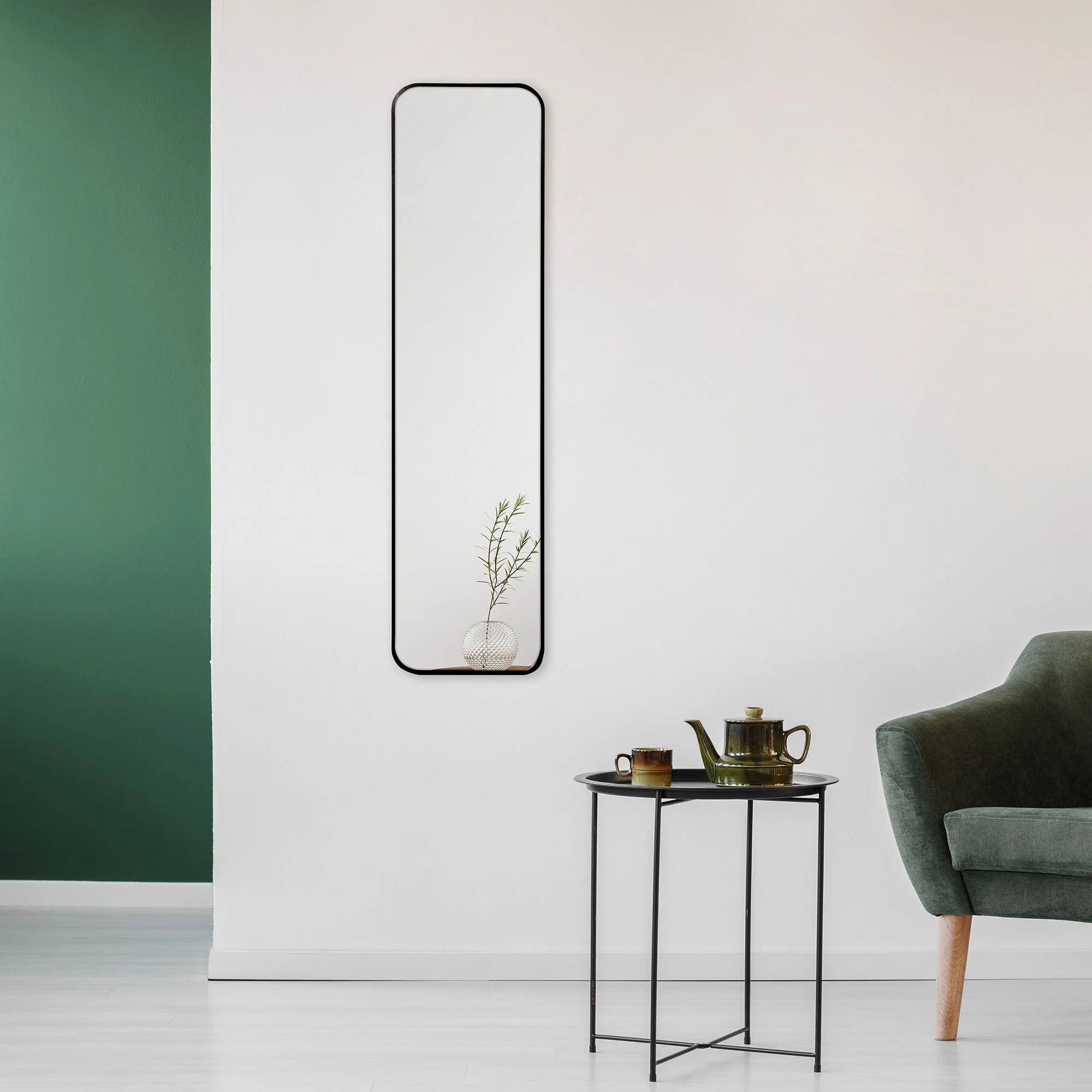 Elle 120cm Rectangle Leaning Wall Mirror Black - Image 3