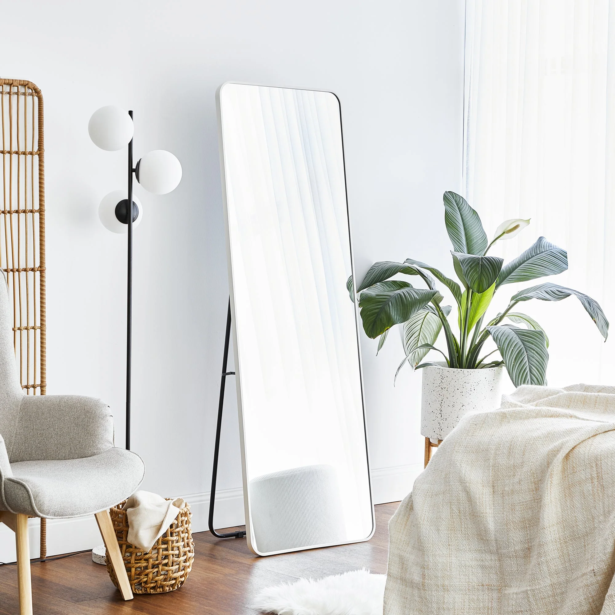 Elle 165cm Rectangle Standing Full Length Mirror White