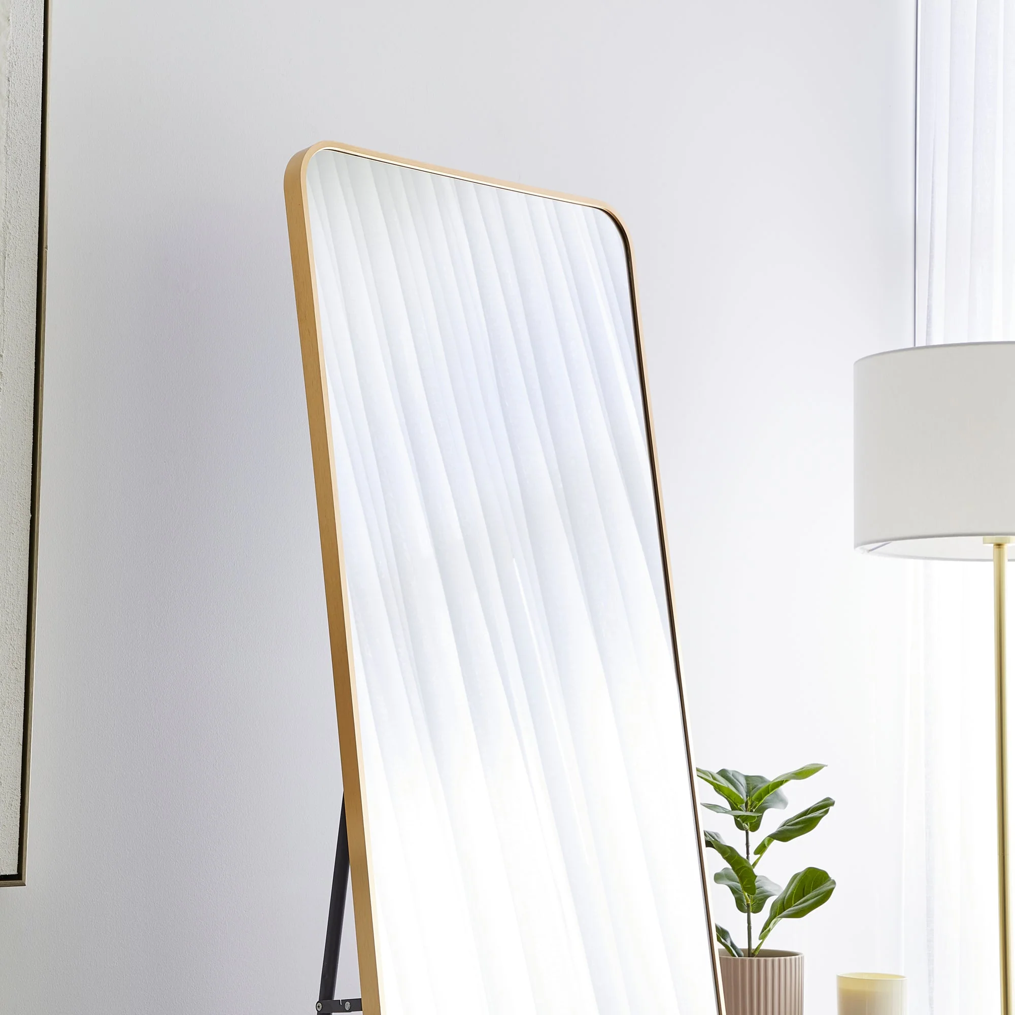 Elle 165cm Rectangle Standing Full Length Mirror Gold - Image 6