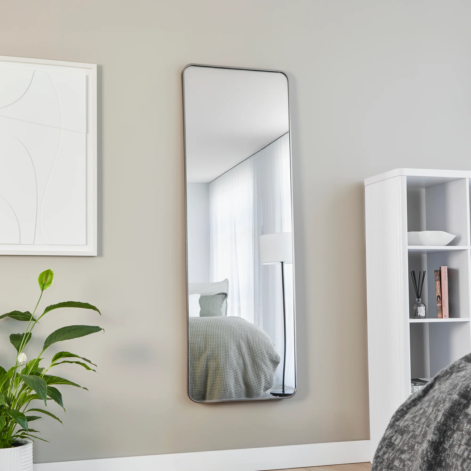 Elle 165cm Rectangle Standing Full Length Mirror Gunmetal Grey - Image 7