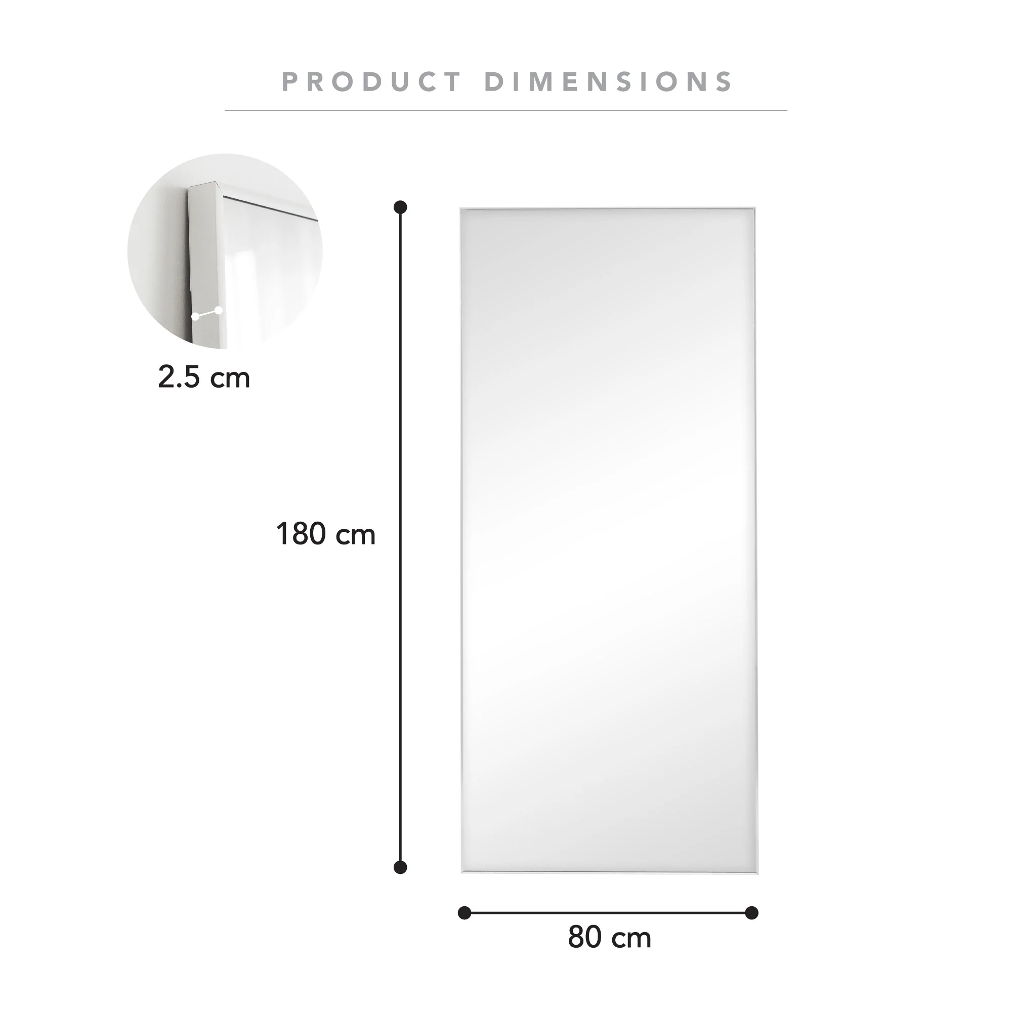 Elle XL 180cm Rectangle Mirror White - Image 3