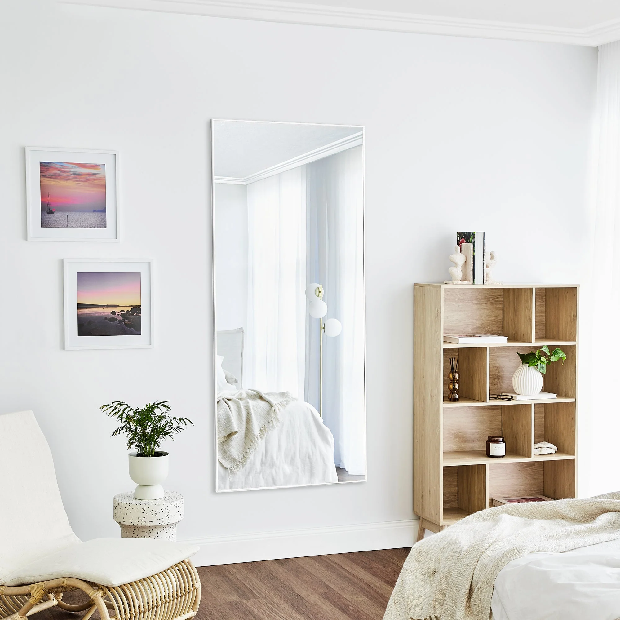 Elle XL 180cm Rectangle Mirror White - Image 4