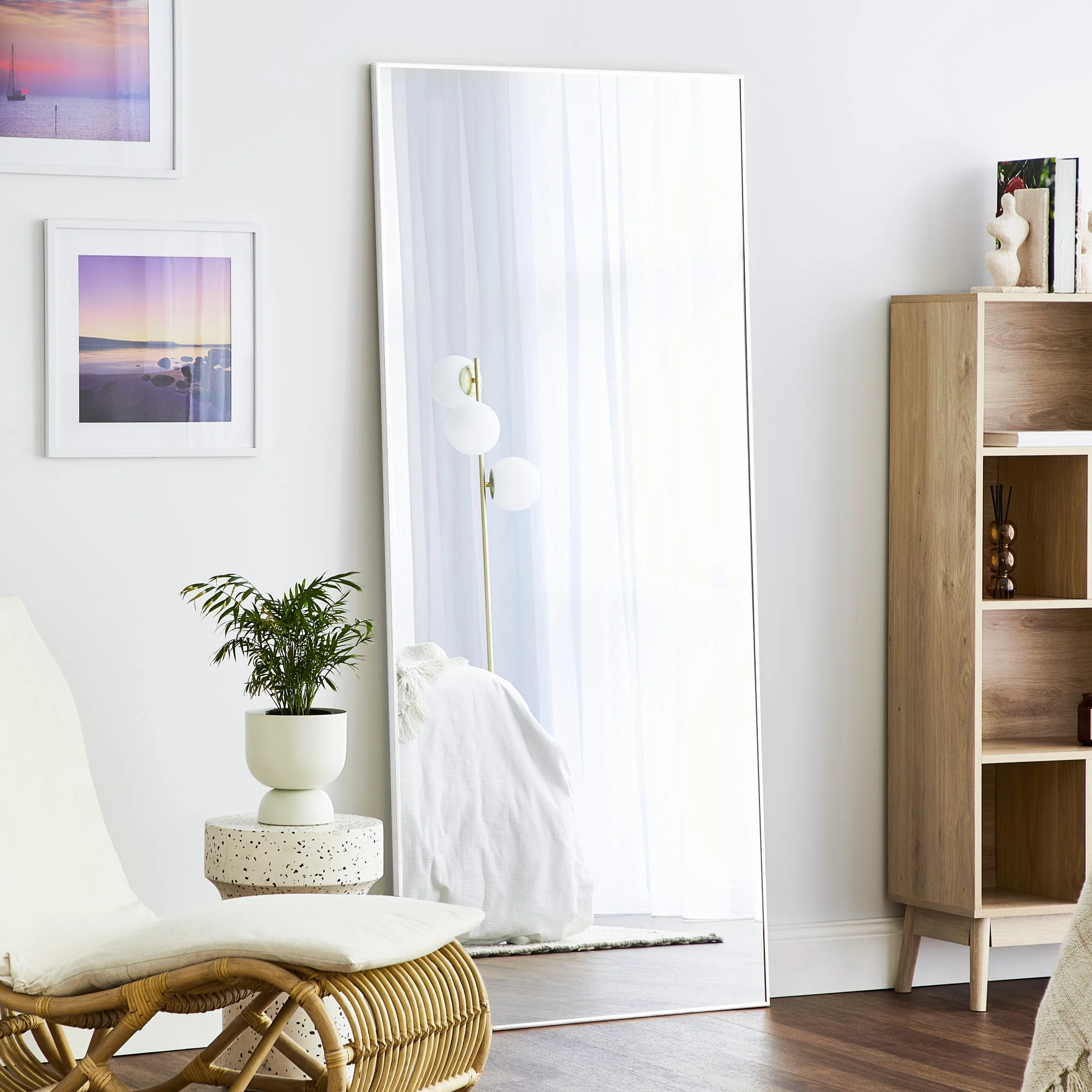Elle XL 180cm Rectangle Mirror White - Image 7