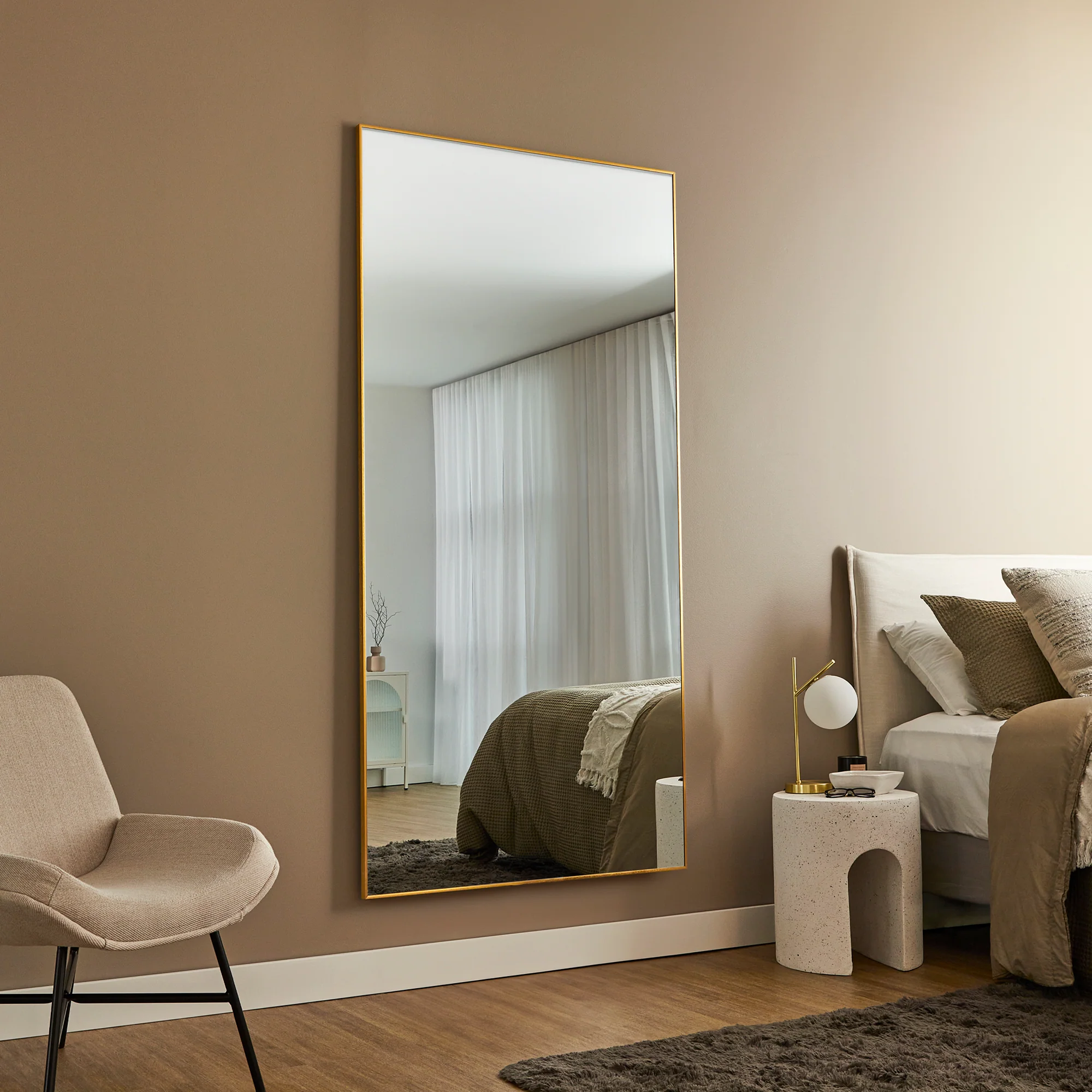 Elle XXL 200cm Rectangle Mirror Gold - Image 4