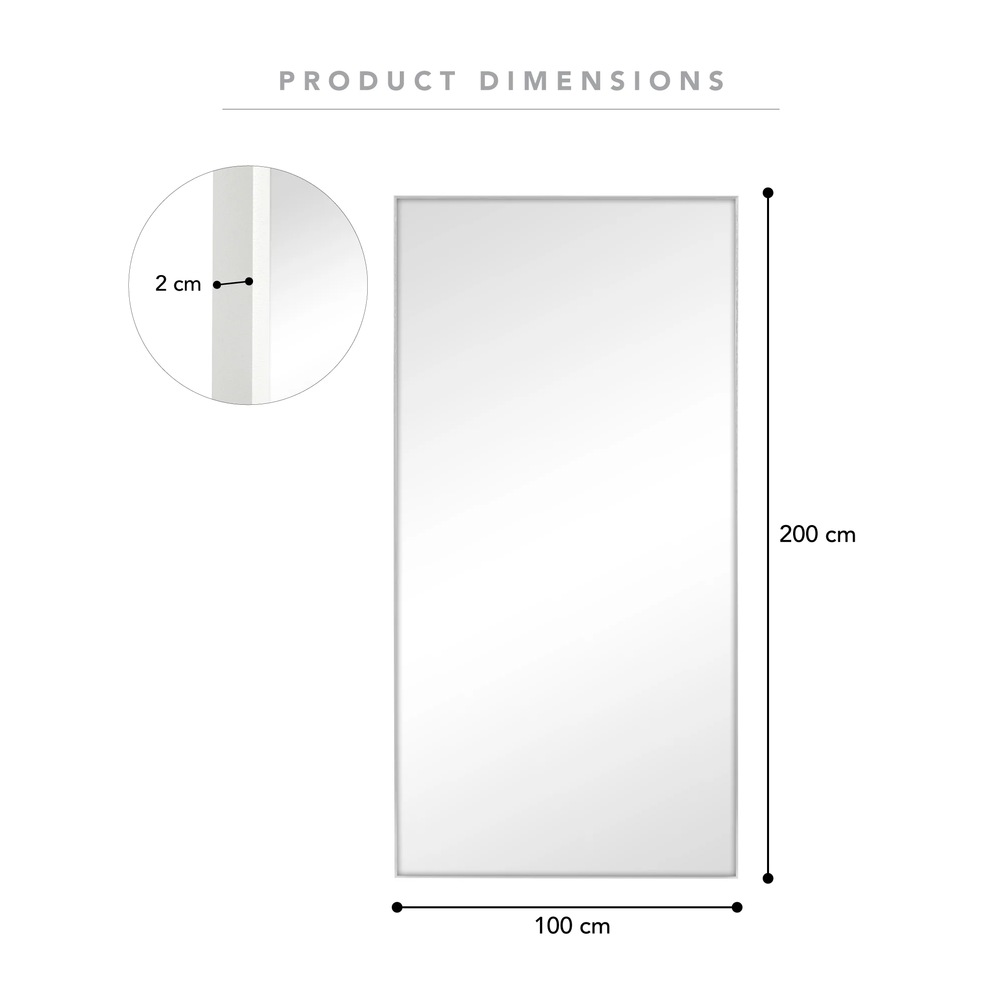 Elle XXL 200cm Rectangle Mirror White - Image 3