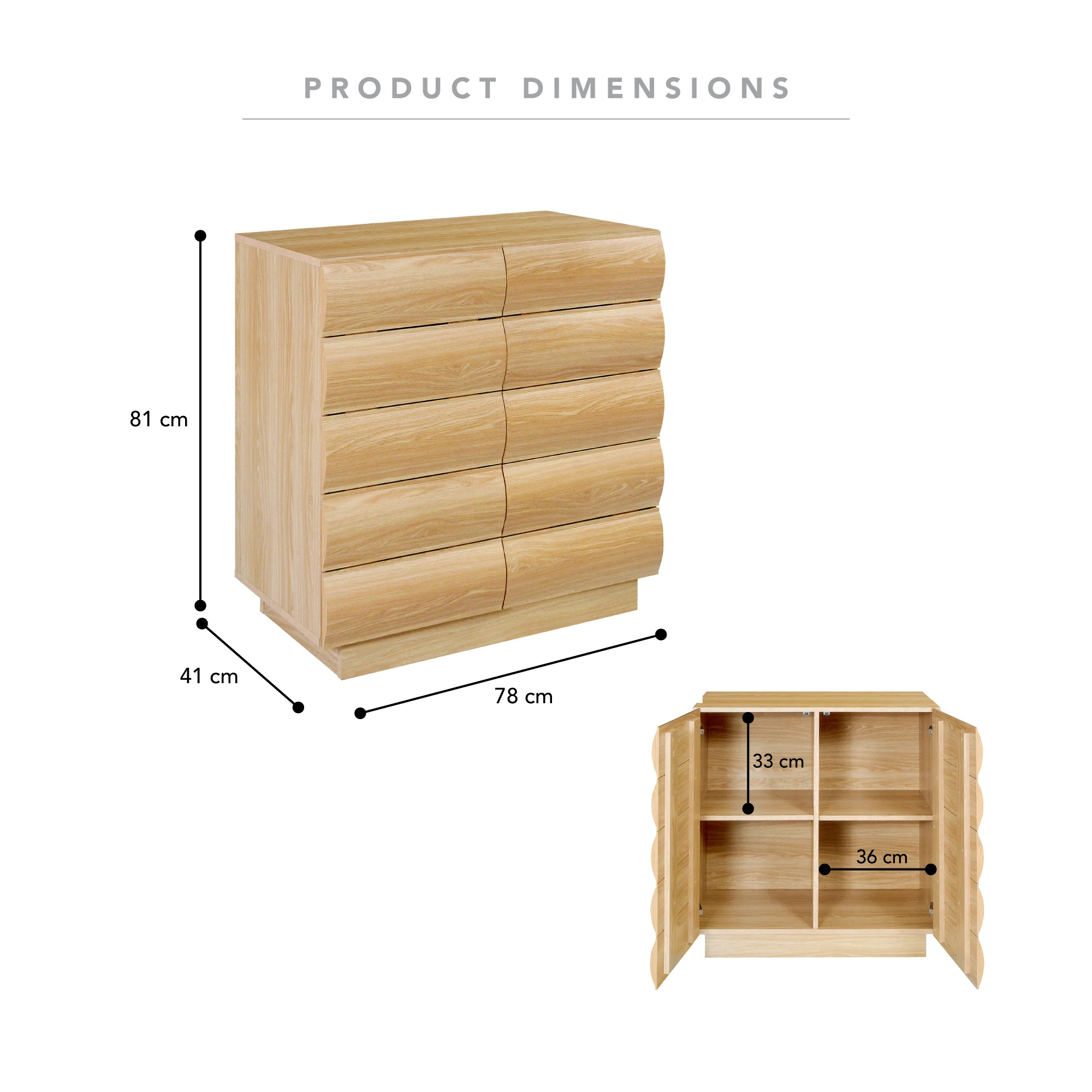 Elsene 2 Door Buffet Natural (78cm) - Image 3