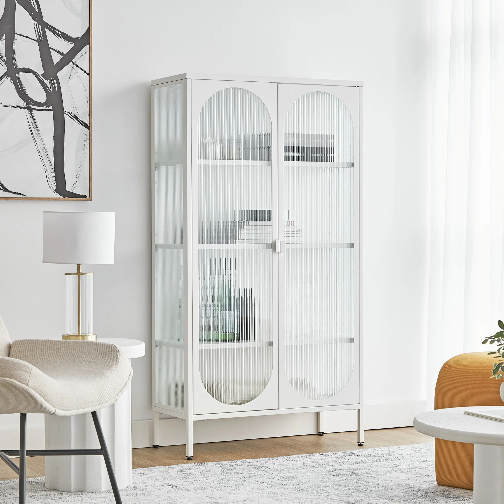 Eve Modern Large Metal Cabinet White