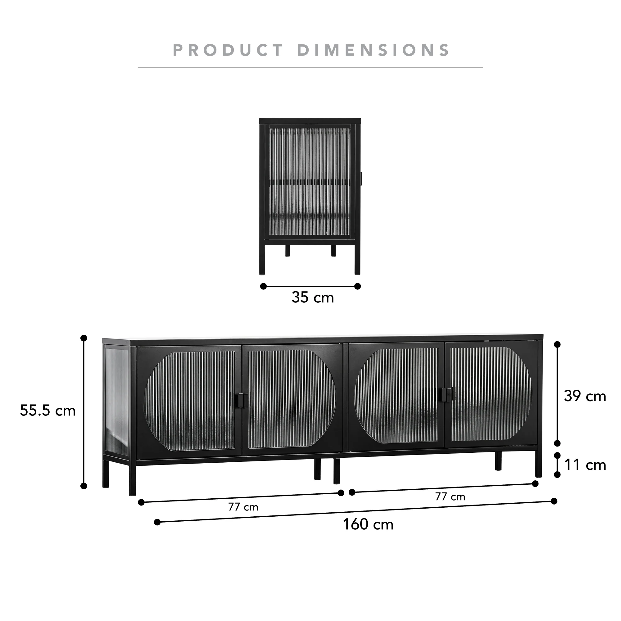 Eve Modern Metal Entertainment Unit Black (160cm) - Image 3