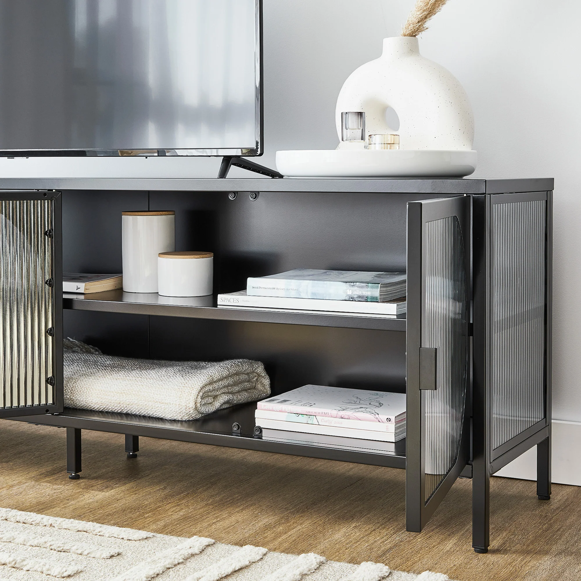 Eve Modern Metal Entertainment Unit Black (160cm) - Image 5