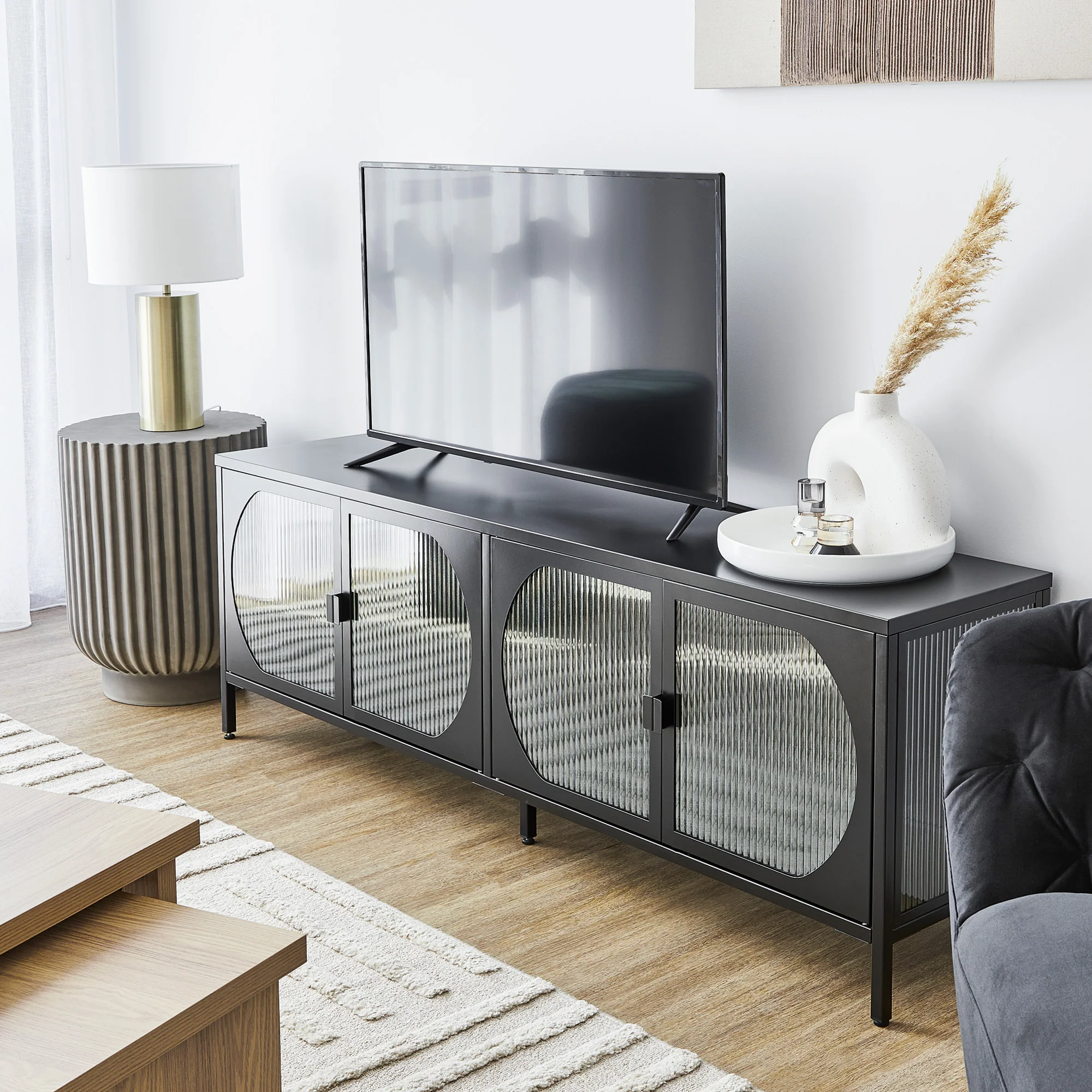 Eve Modern Metal Entertainment Unit Black (160cm) - Image 6