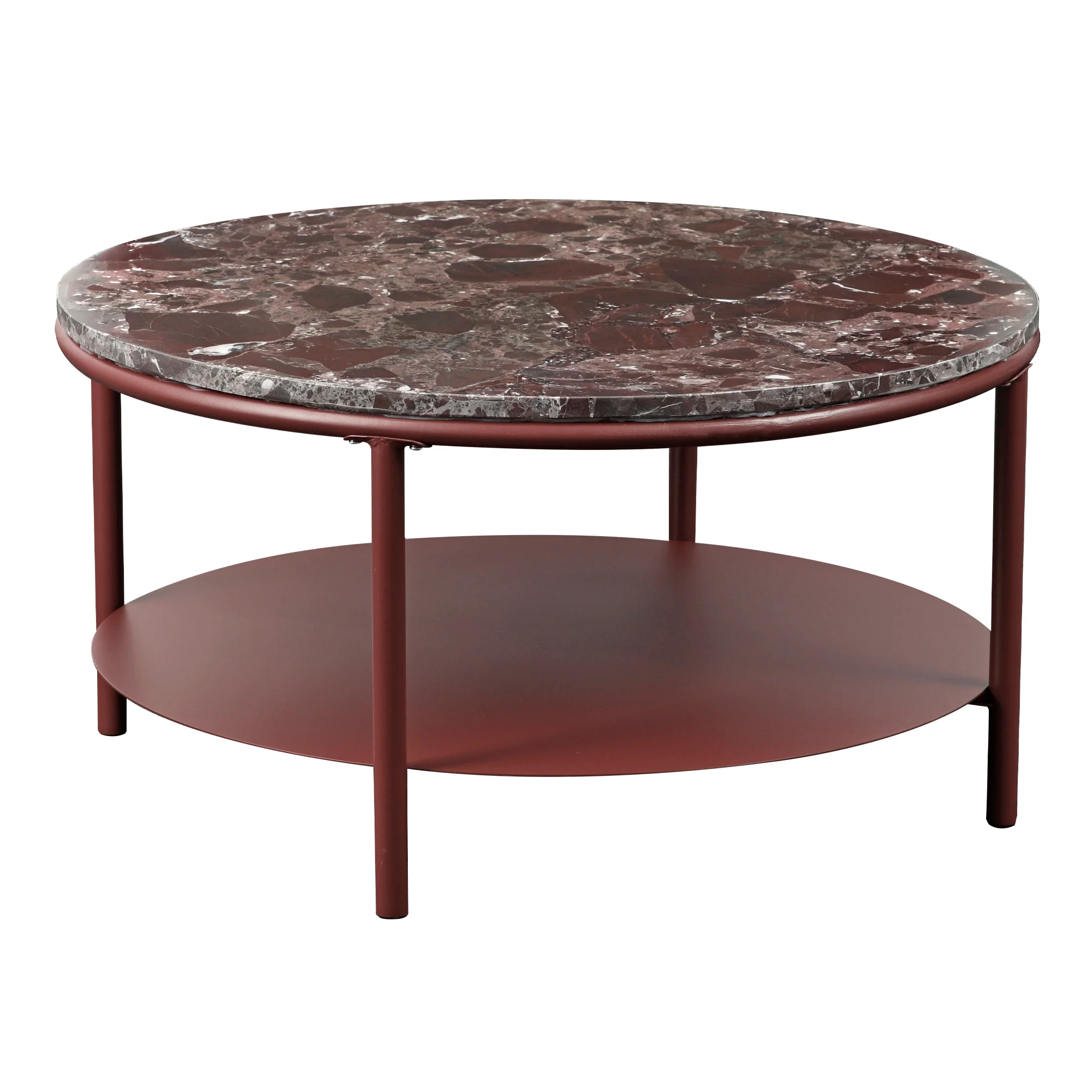 Fernando Marble and Metal Coffee Table Red - Image 2
