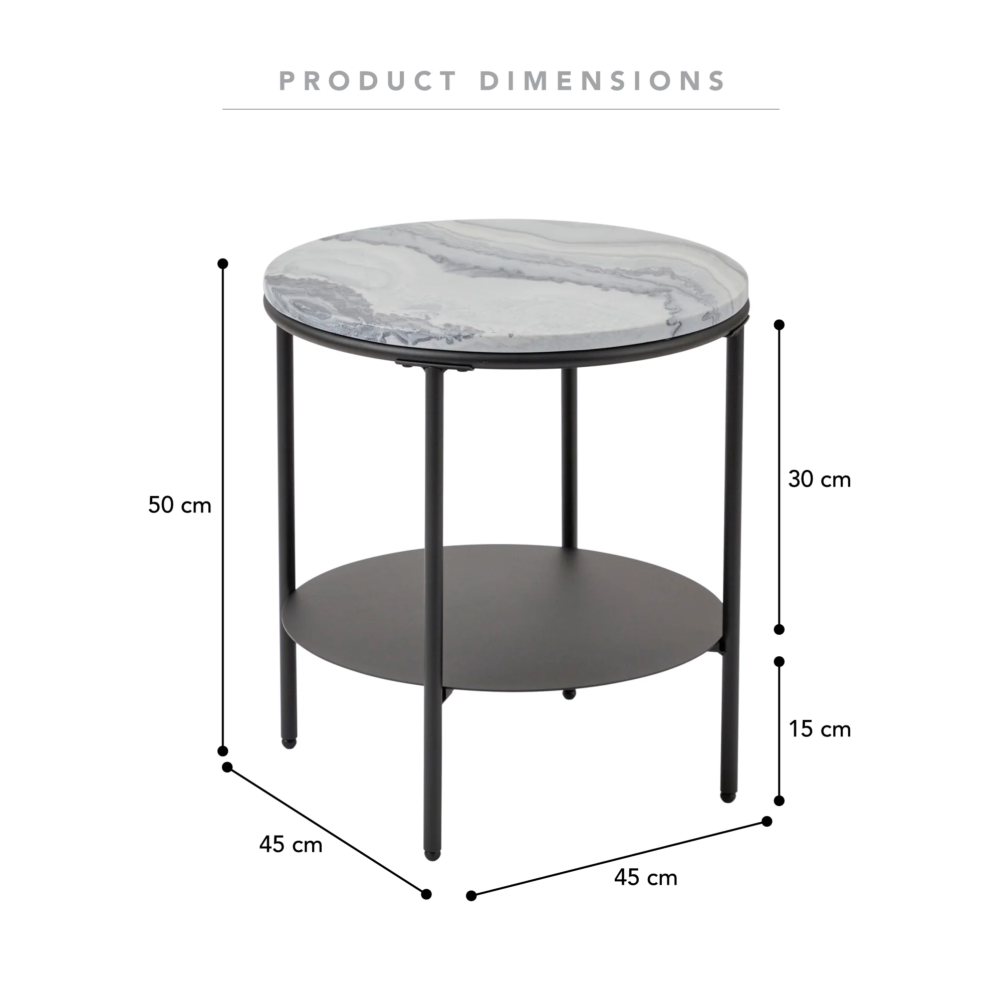 Fernando Marble and Metal Side Table Black - Image 3
