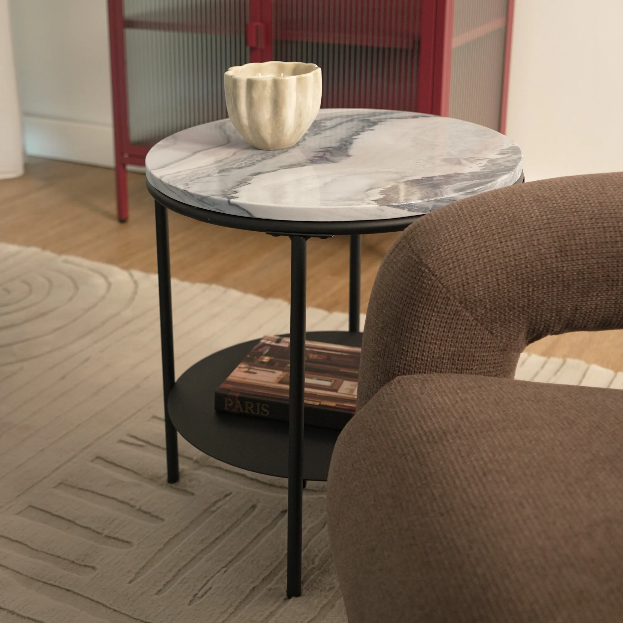 Fernando Marble and Metal Side Table Black - Image 6