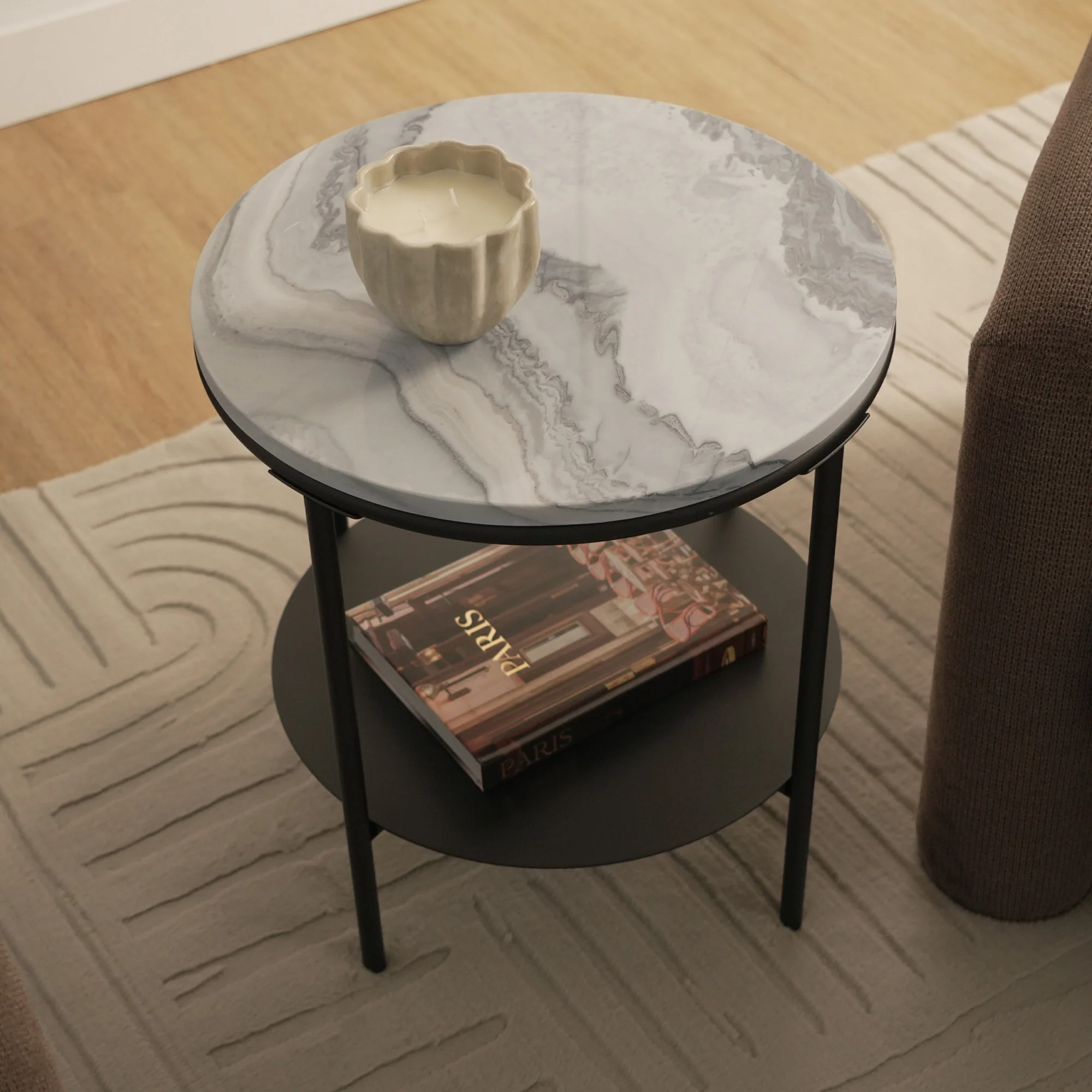 Fernando Marble and Metal Side Table Black - Image 7