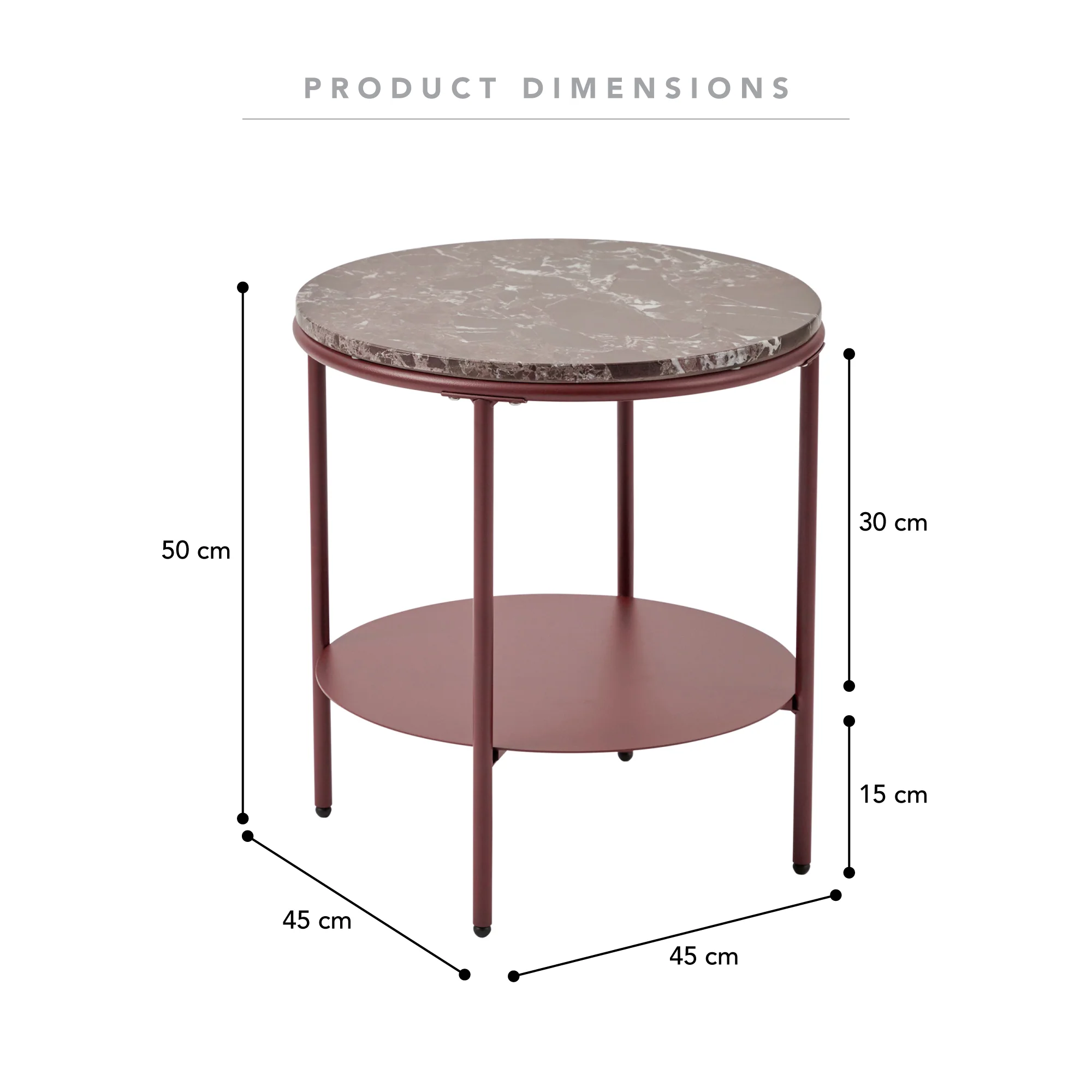 Fernando Marble and Metal Side Table Red - Image 3