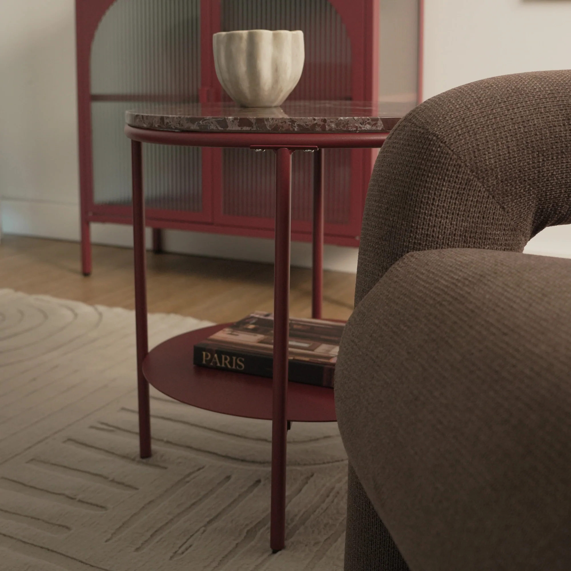 Fernando Marble and Metal Side Table Red - Image 6