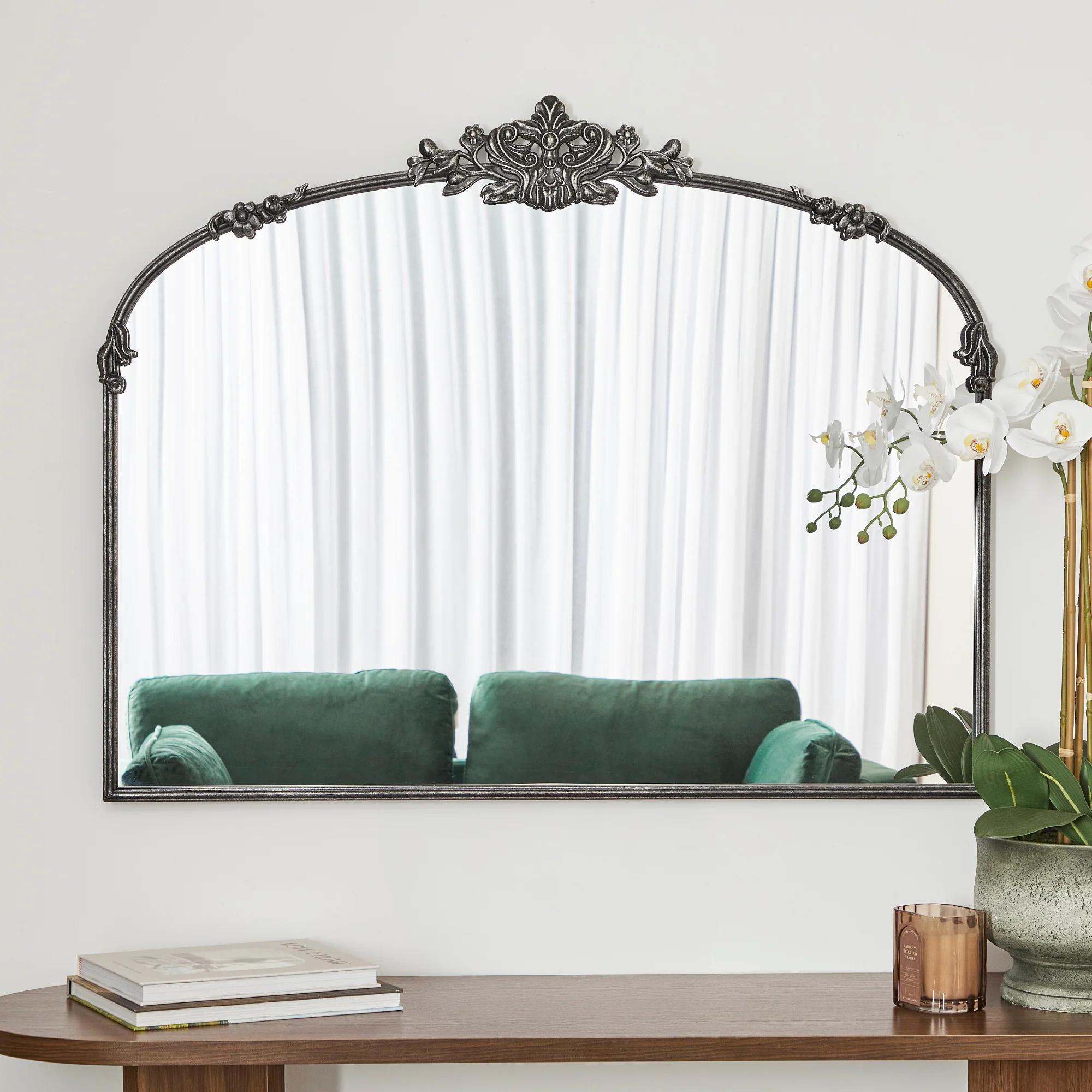 Florence 100cm Baroque Mirror Black - Image 4