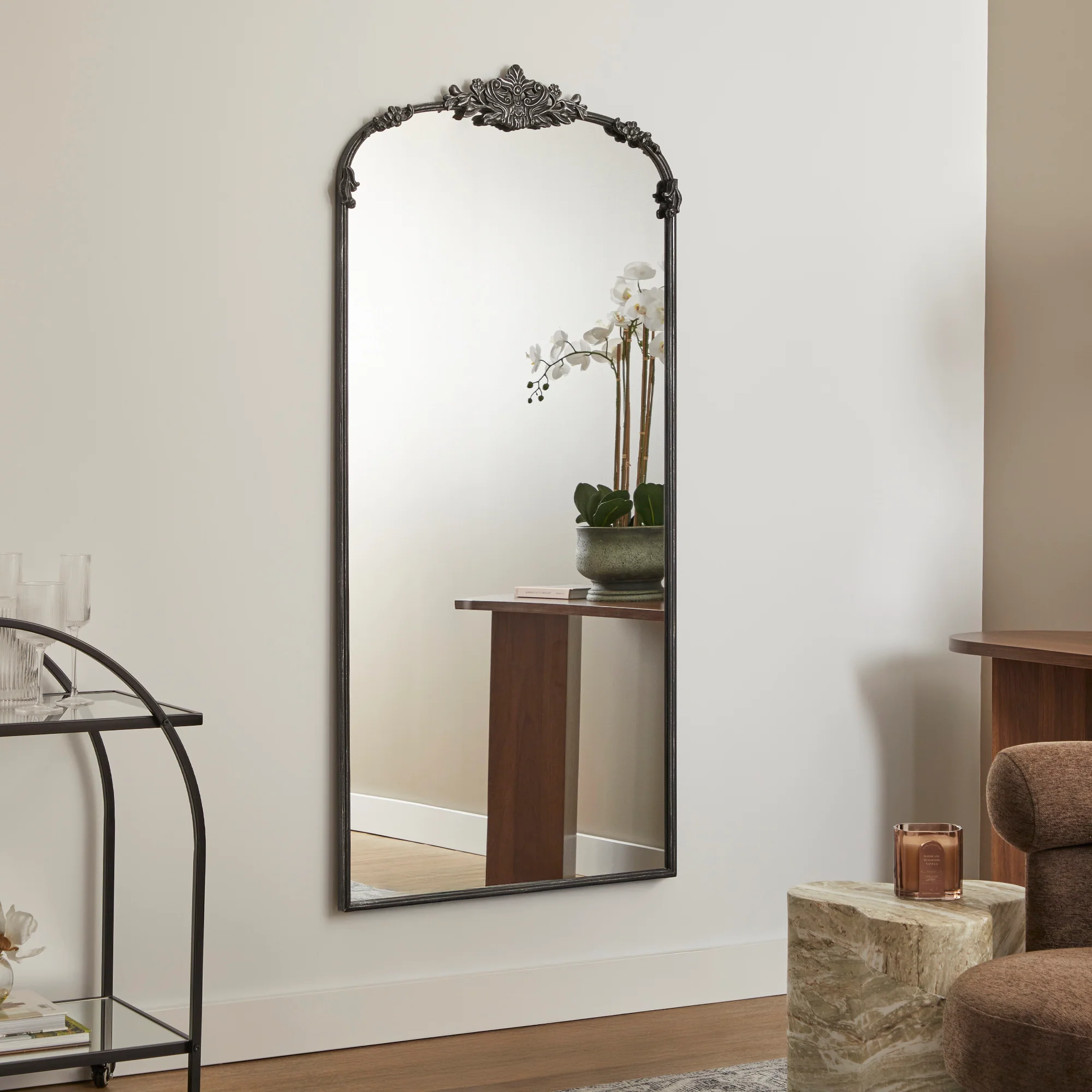 Florence 160cm Baroque Mirror Black - Image 4