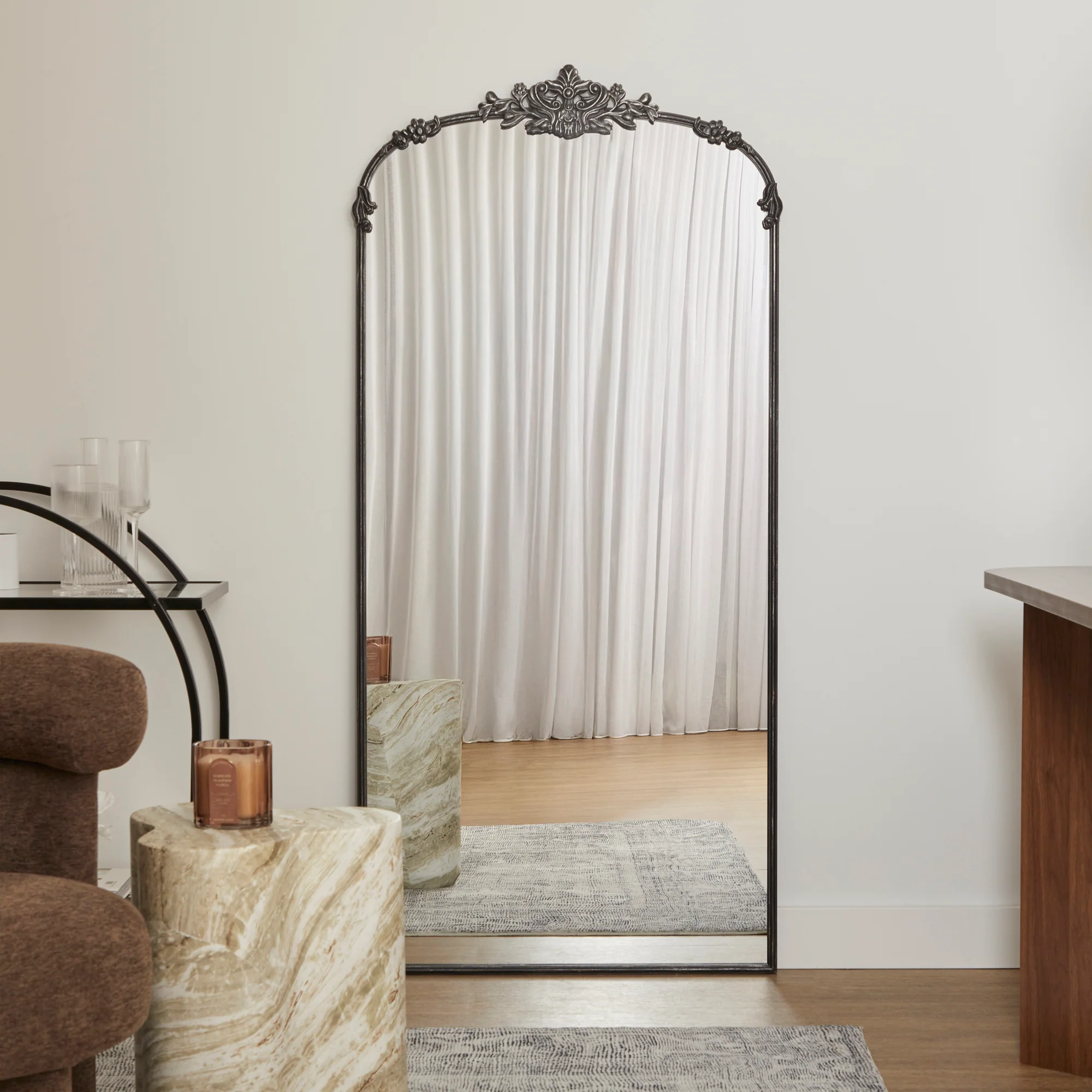 Florence 160cm Baroque Mirror Black - Image 6