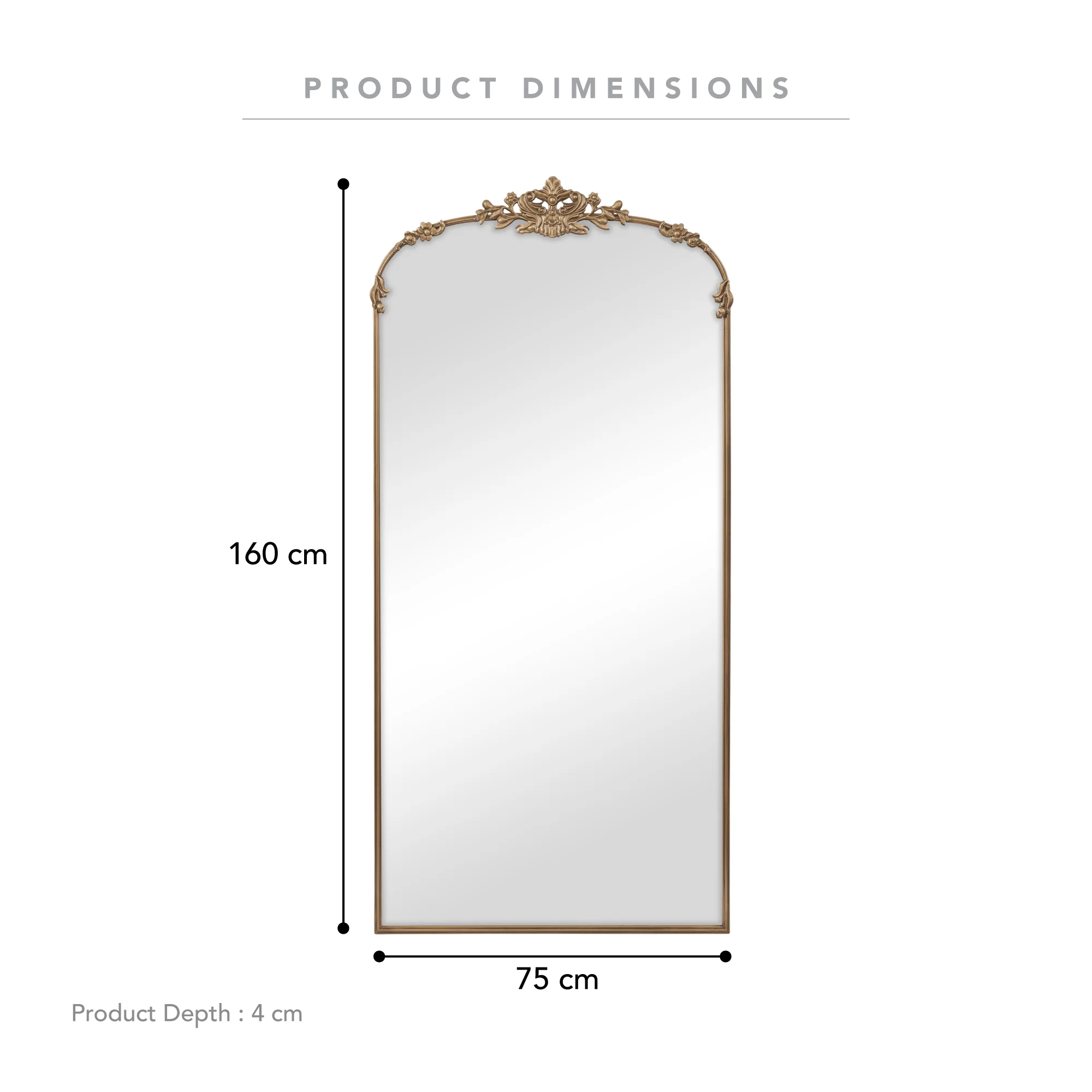 Florence 160cm Baroque Mirror Gold - Image 3