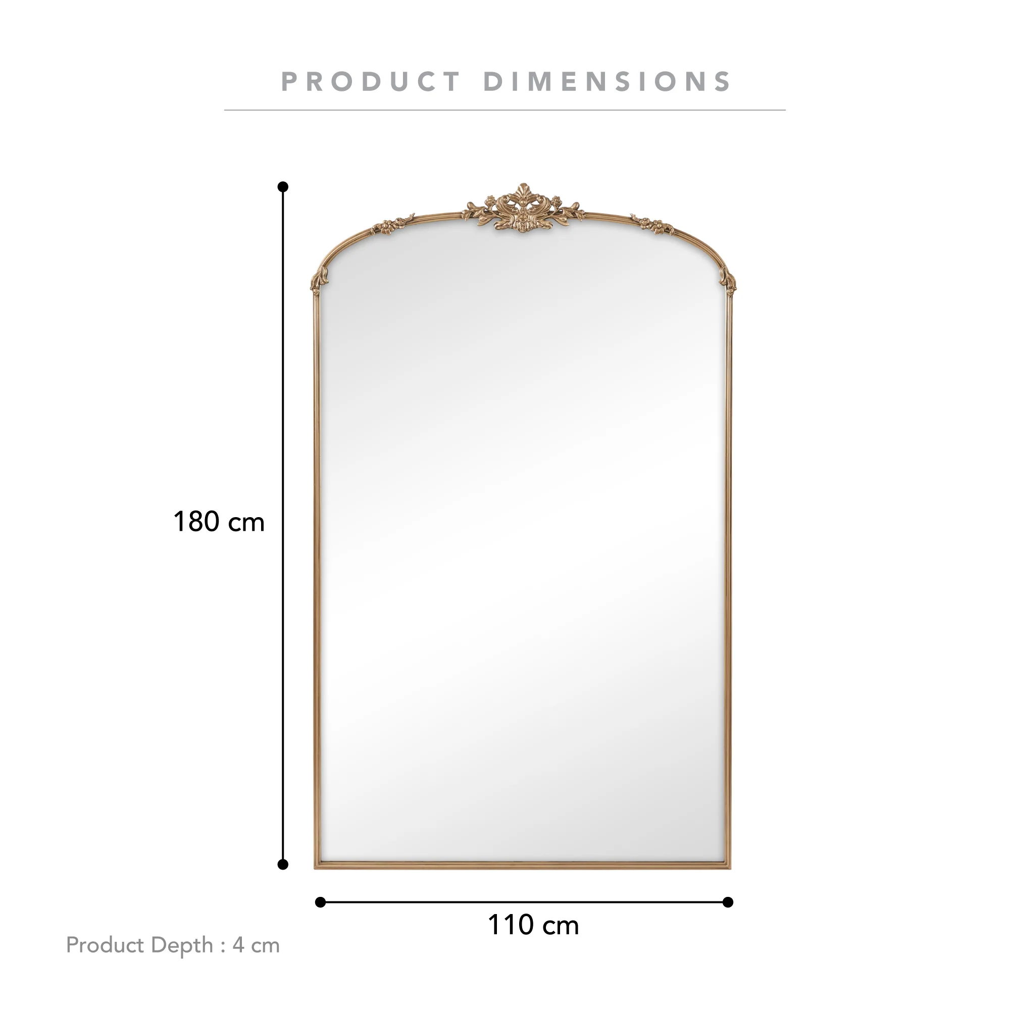 Florence XL 180cm Baroque Mirror Gold - Image 3