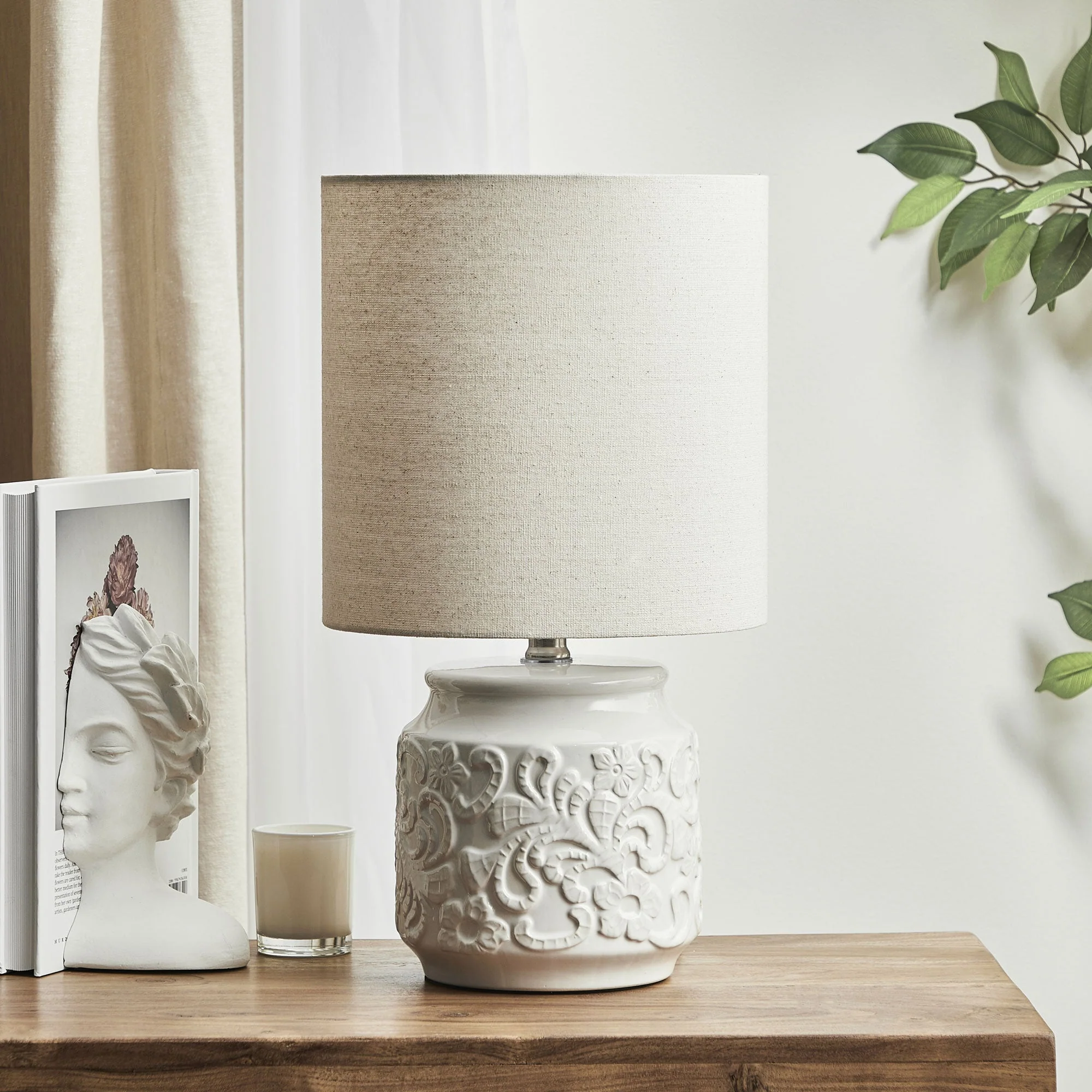 Florence Modern Ceramic Table Lamp White - Image 7