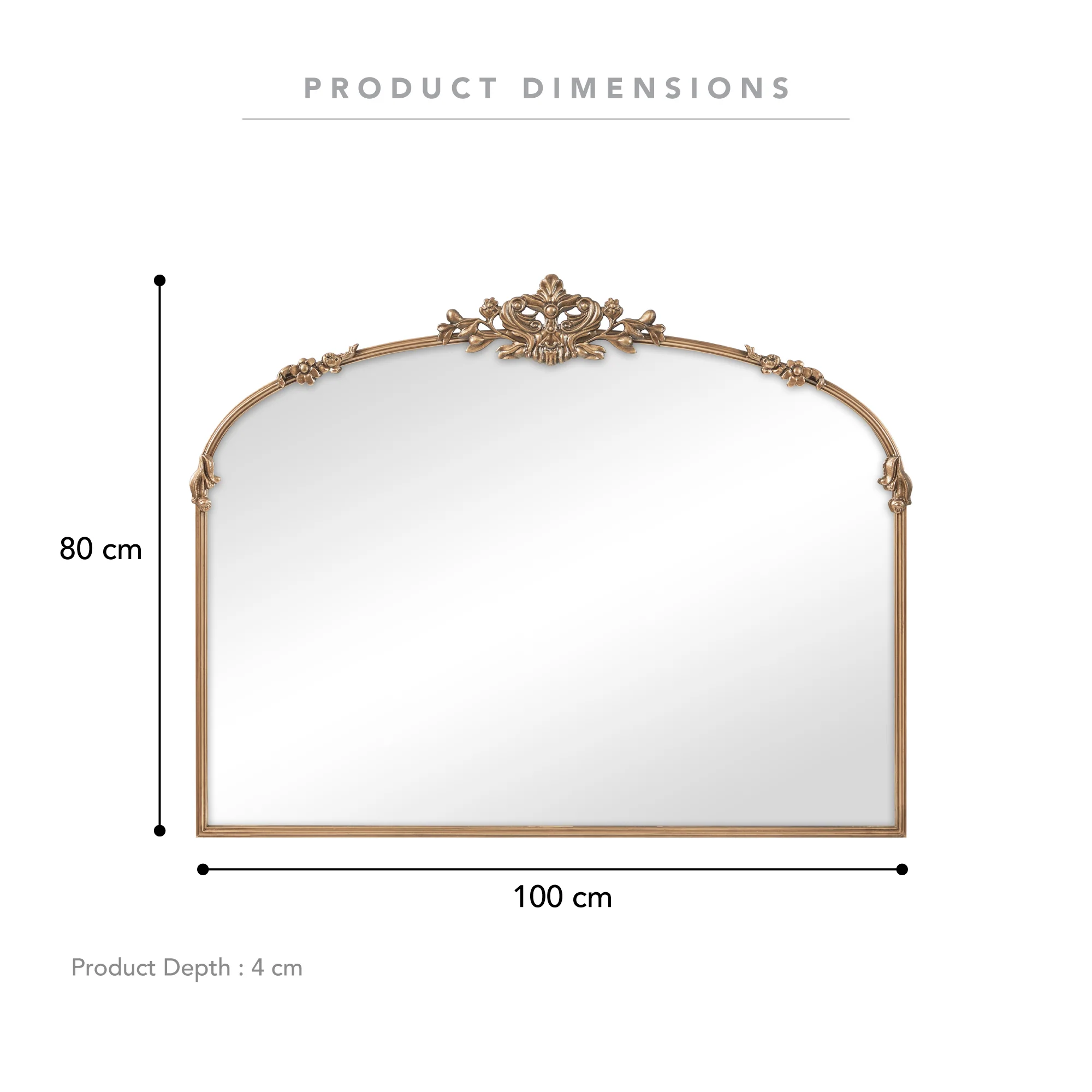 Florence 100cm Baroque Mirror Gold - Image 3