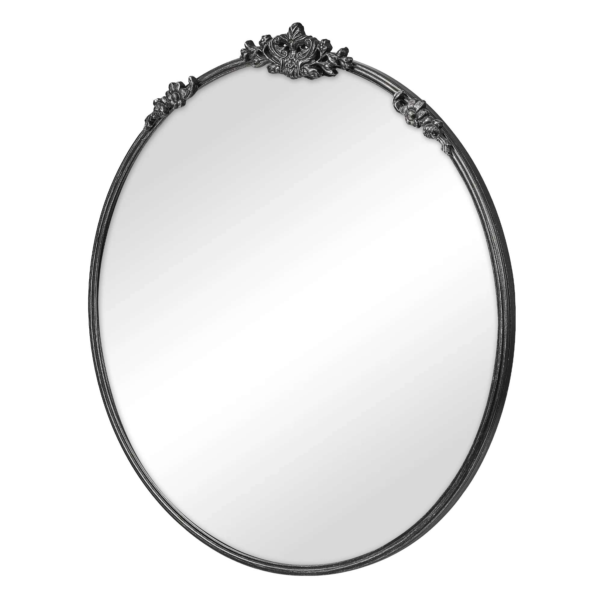 Florence 80cm Baroque Round Mirror Black - Image 7