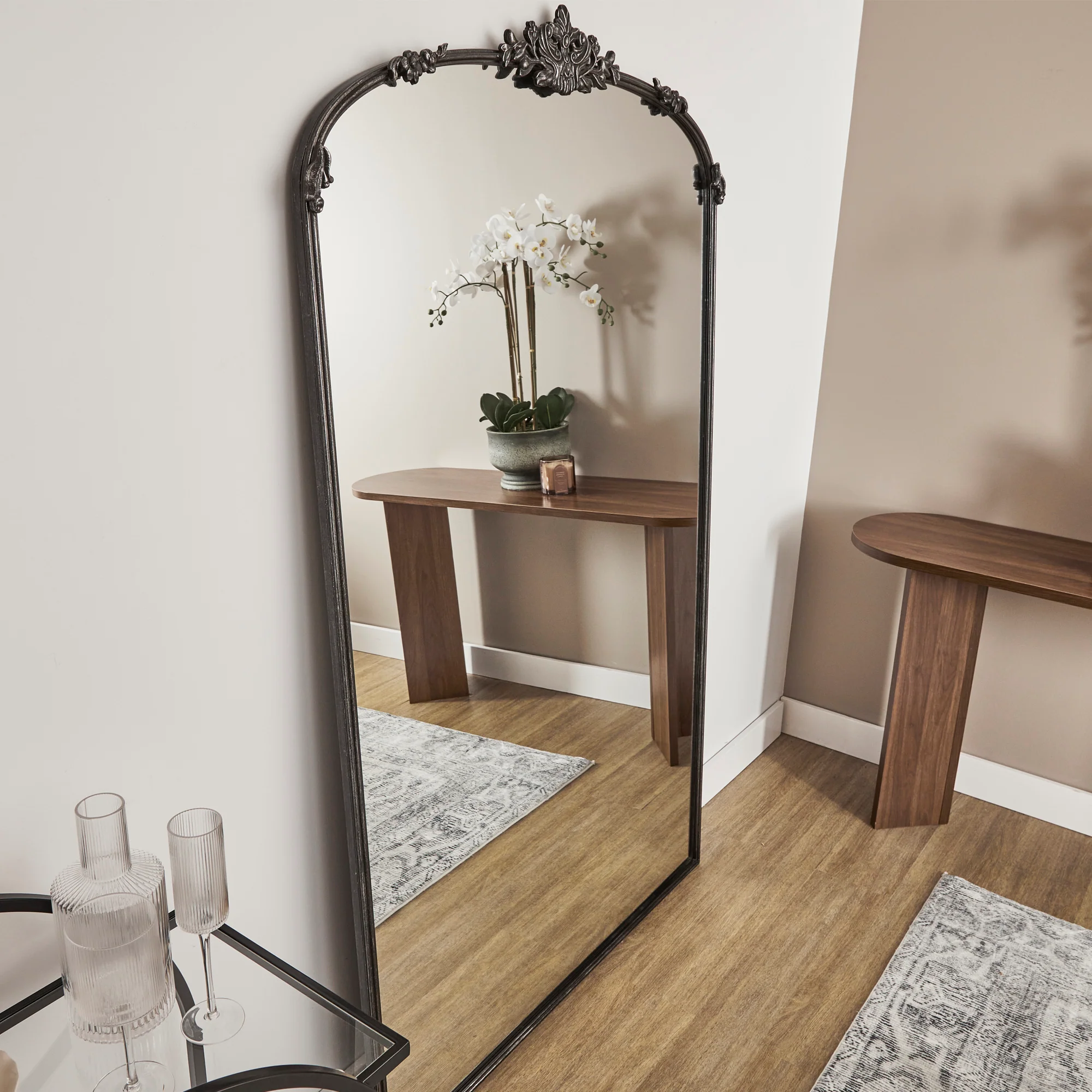 Florence XL 180cm Baroque Mirror Black - Image 7