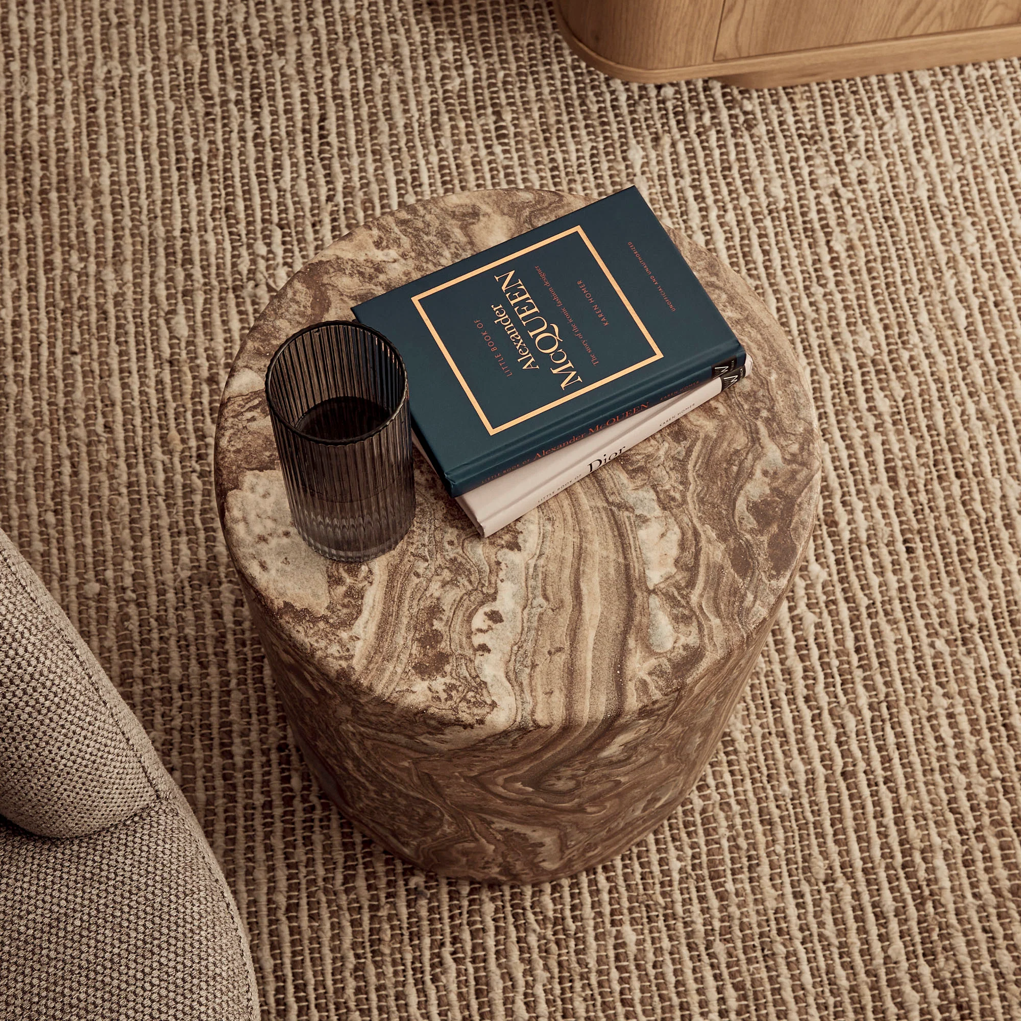 Forster Marble Look Side Table Brown - Image 5