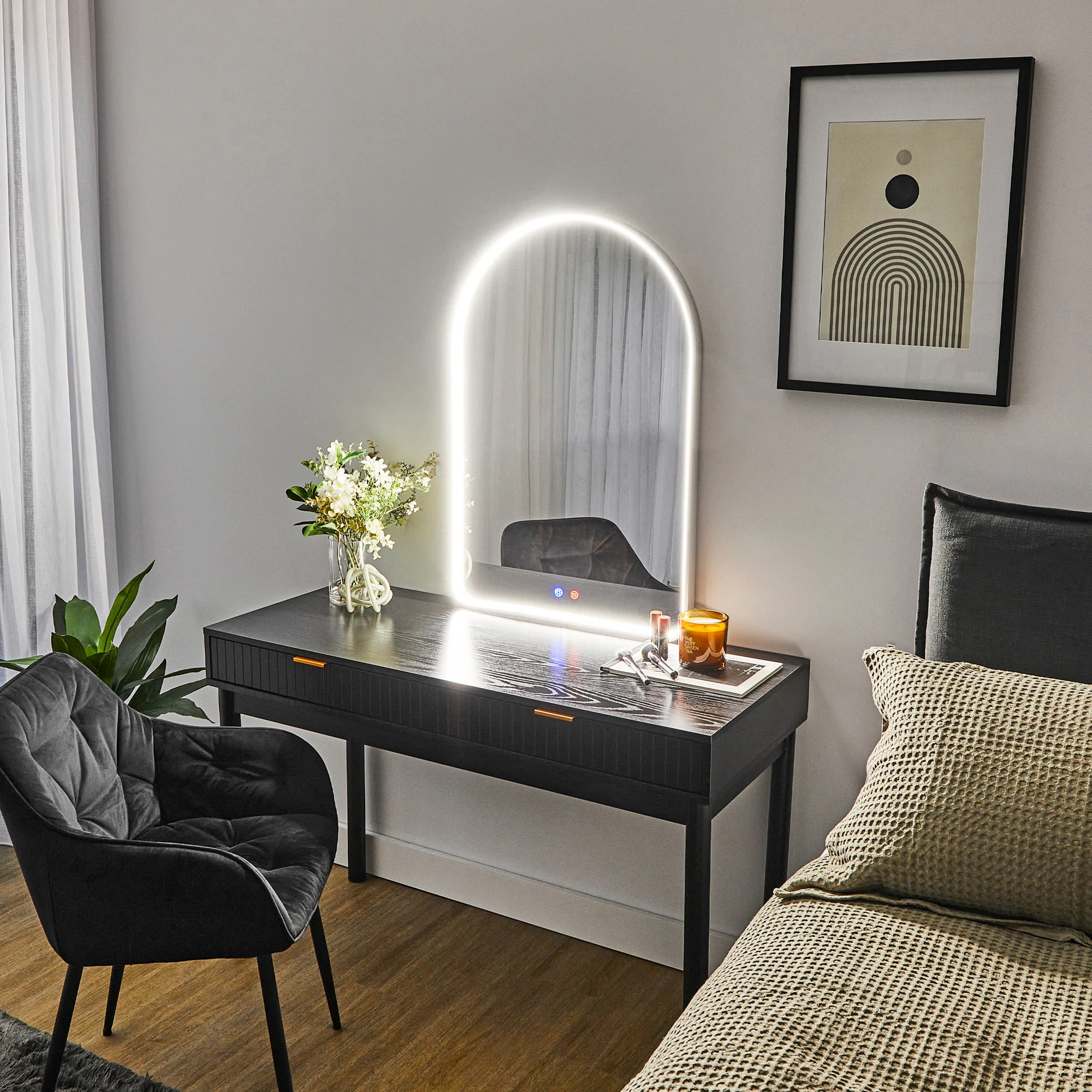 Front Illuminated 90cm LED Arch Mirror - Image 9