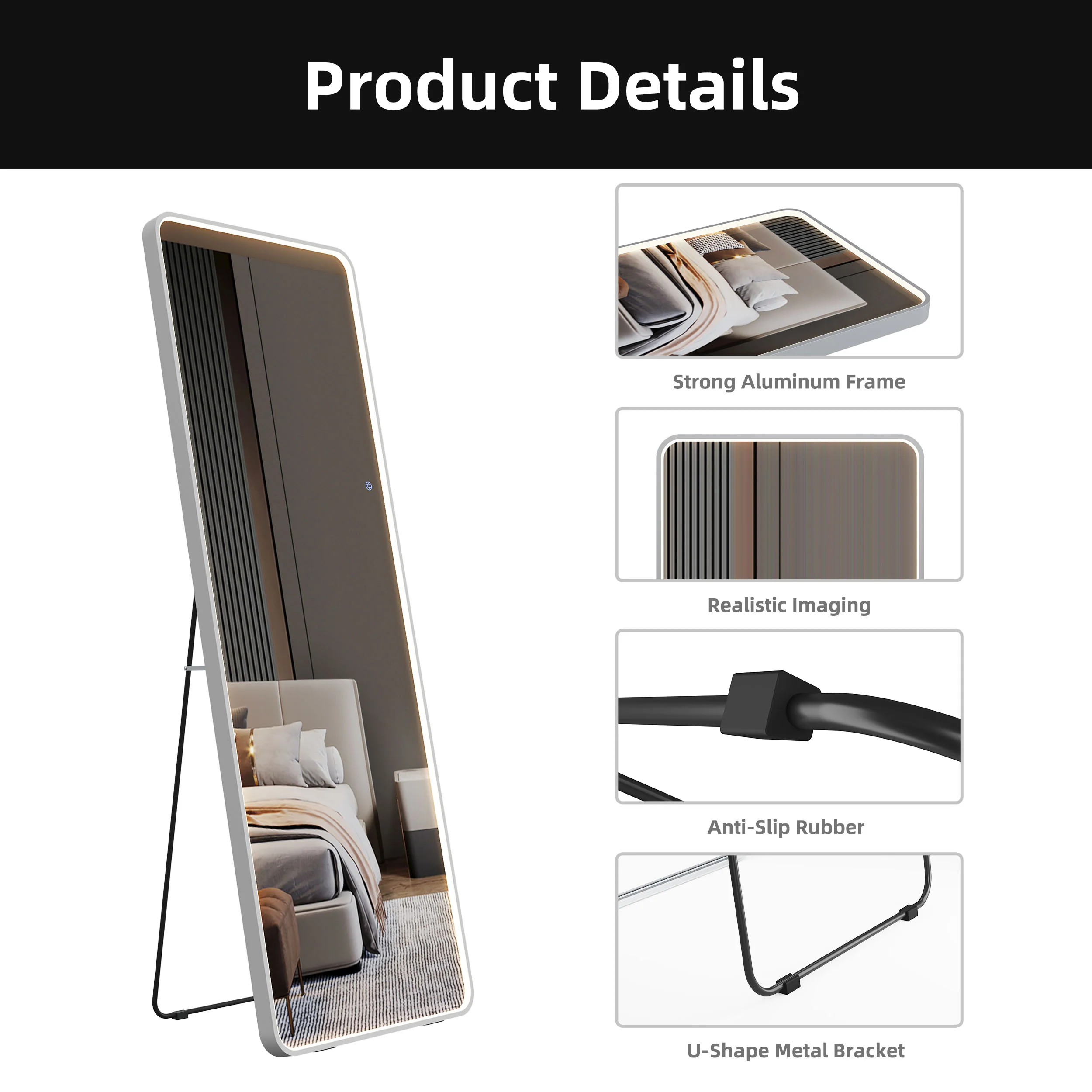 Front Illuminated 160cm LED Standing Mirror - Image 23