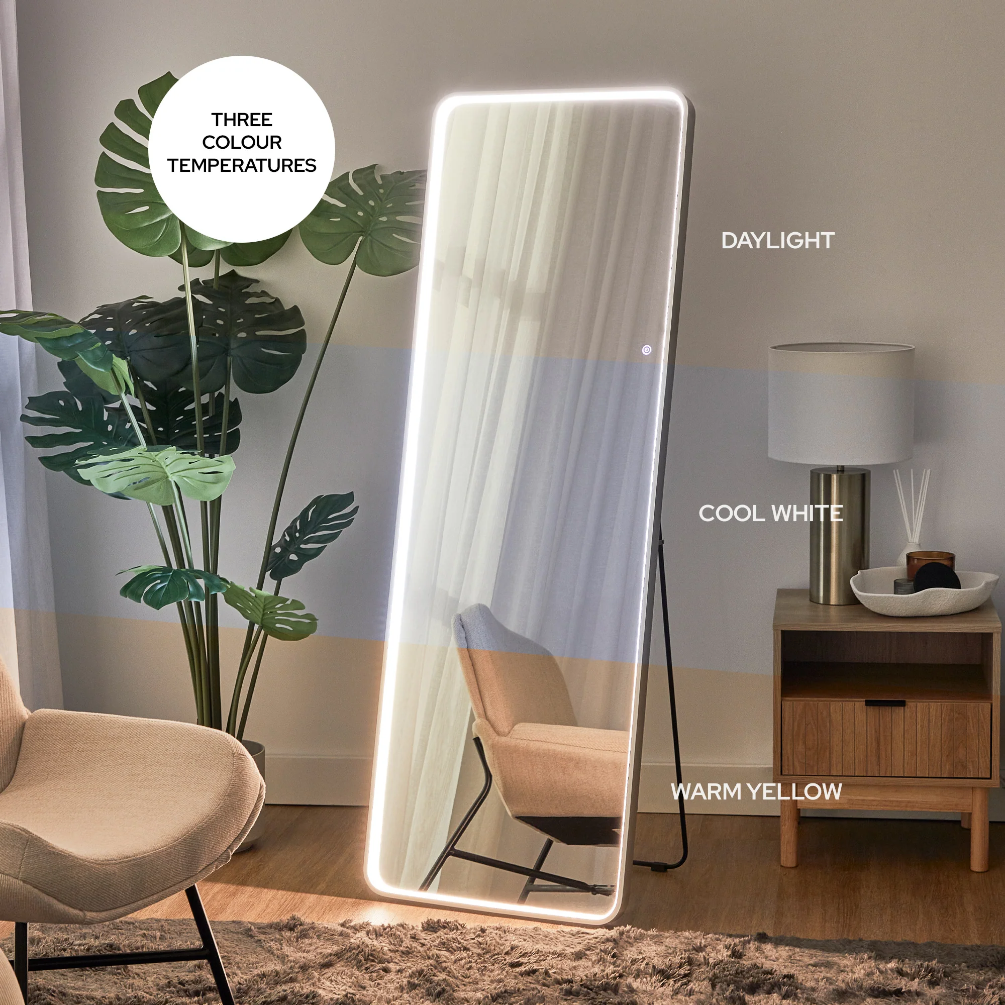 Front Illuminated 160cm LED Standing Mirror - Image 5