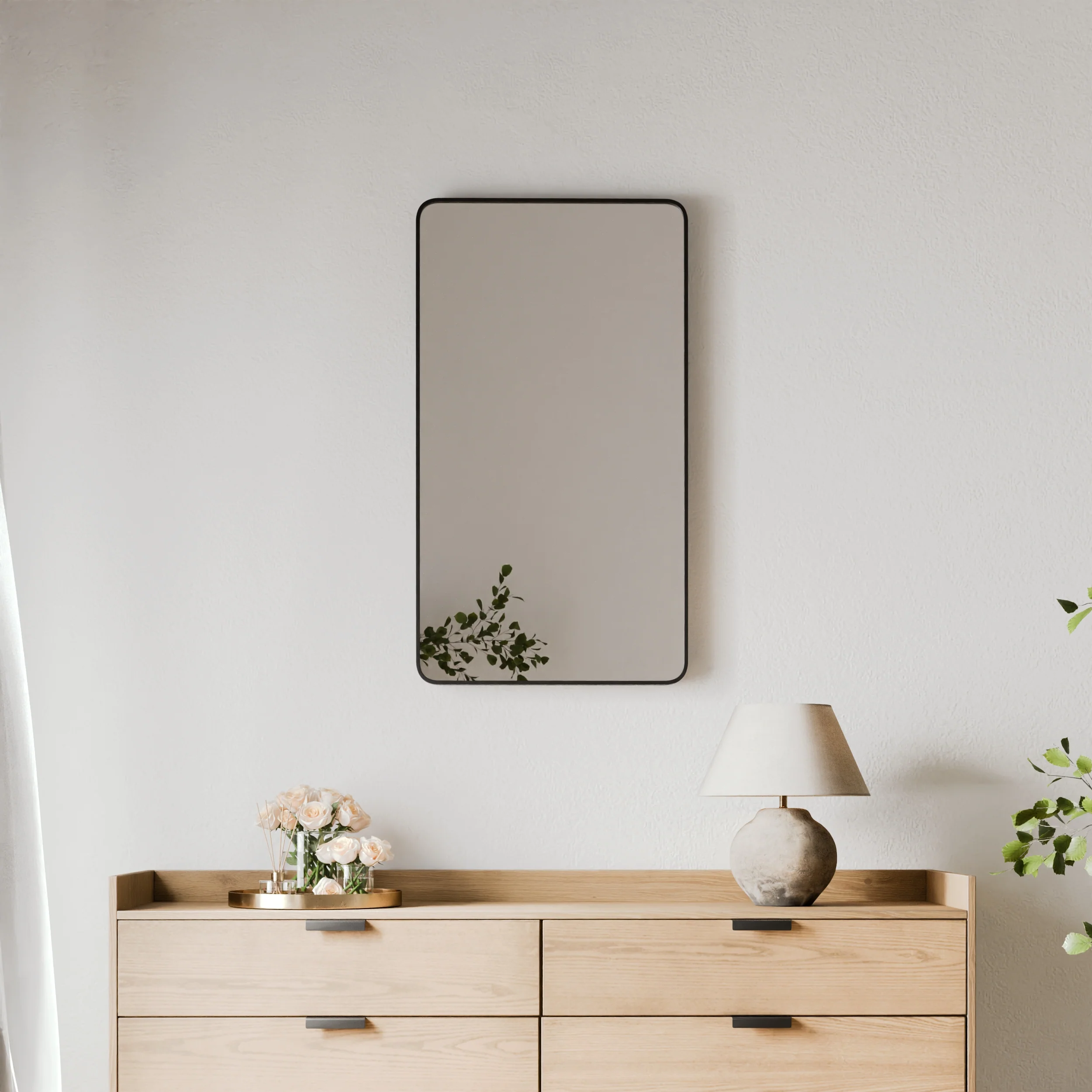 Gia 100cm Rounded Rectangle Mirror Black - Image 4