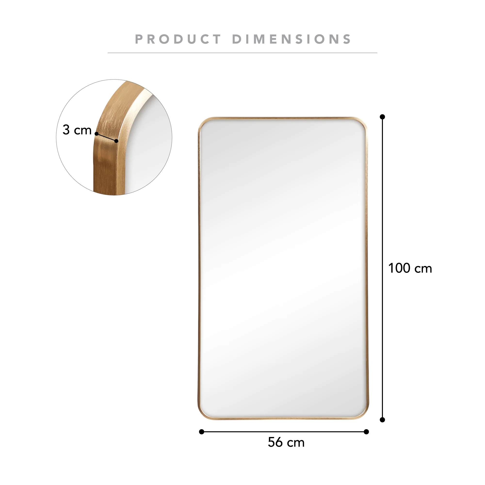 Gia 100cm Rounded Rectangle Mirror Gold - Image 3