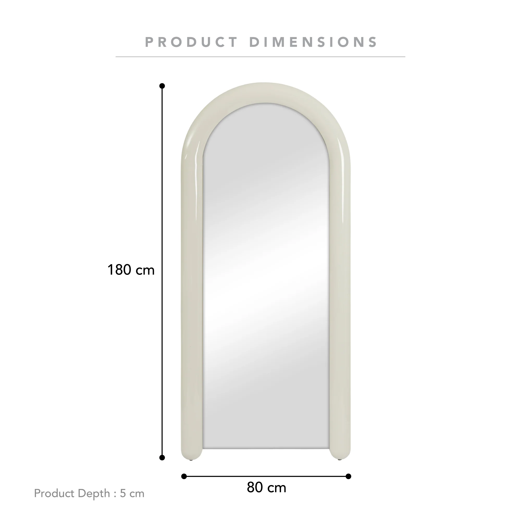 Gigi 180cm Gloss Arch Mirror Cream - Image 3
