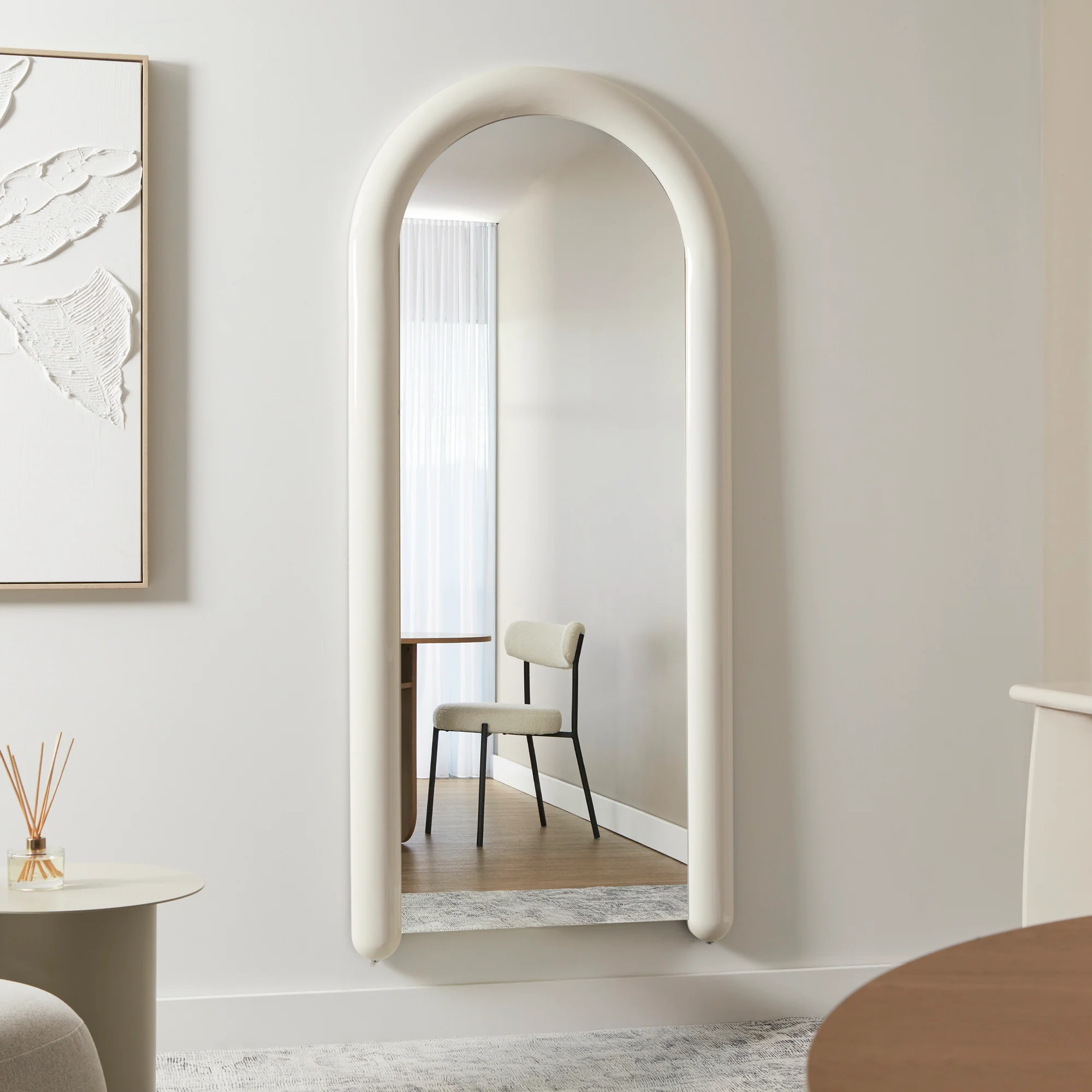 Gigi 180cm Gloss Arch Mirror Cream - Image 4