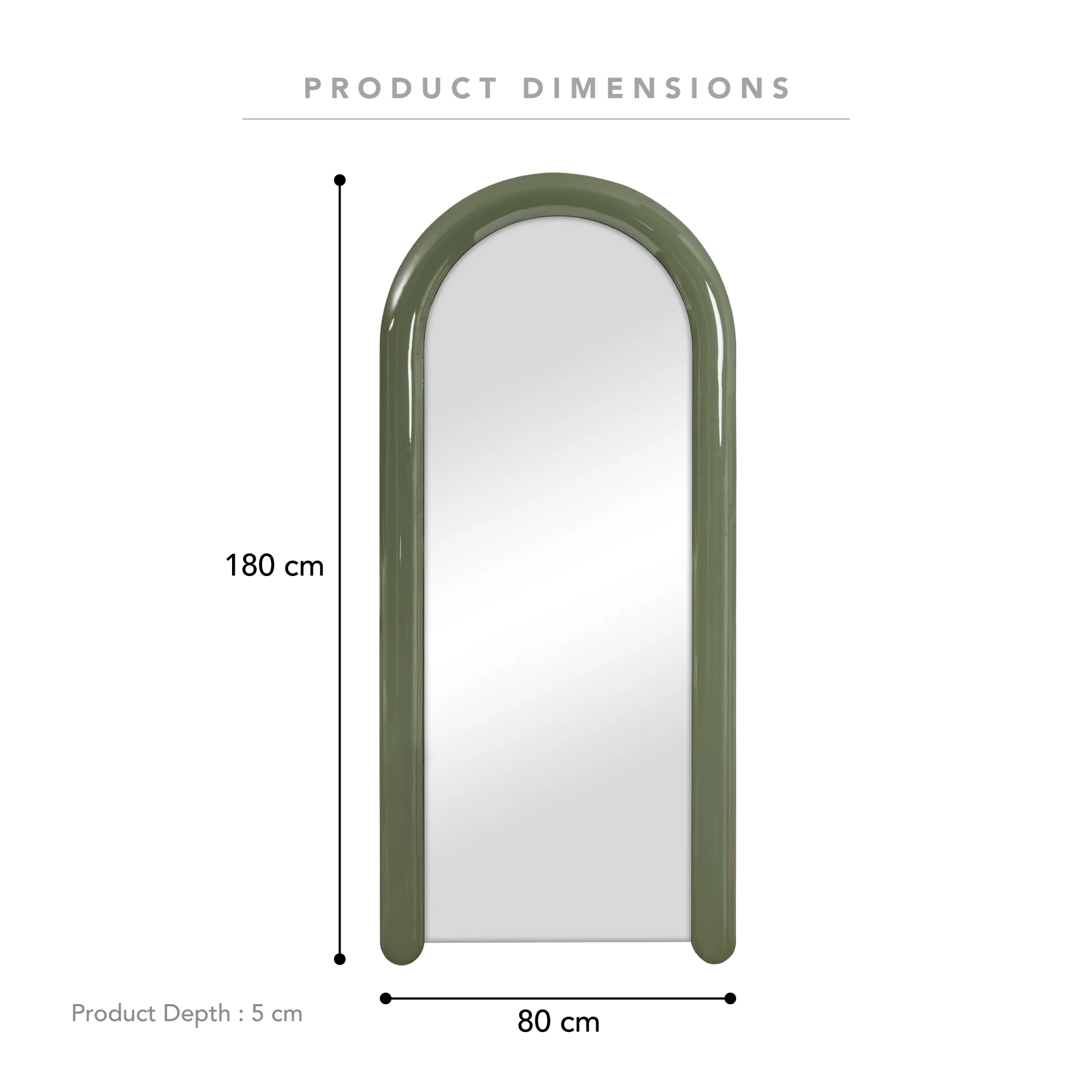 Gigi 180cm Gloss Arch Mirror Green - Image 3