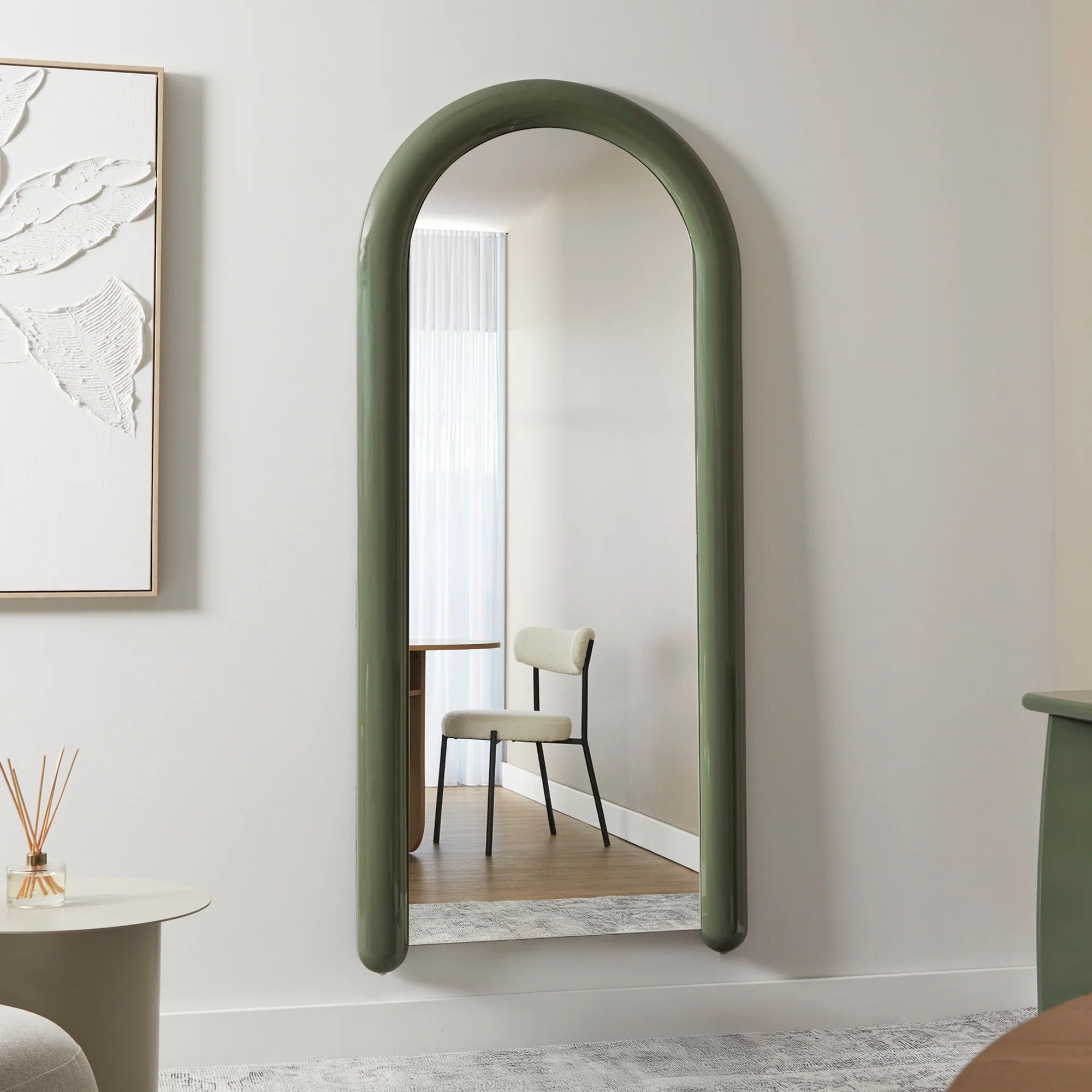 Gigi 180cm Gloss Arch Mirror Green - Image 4
