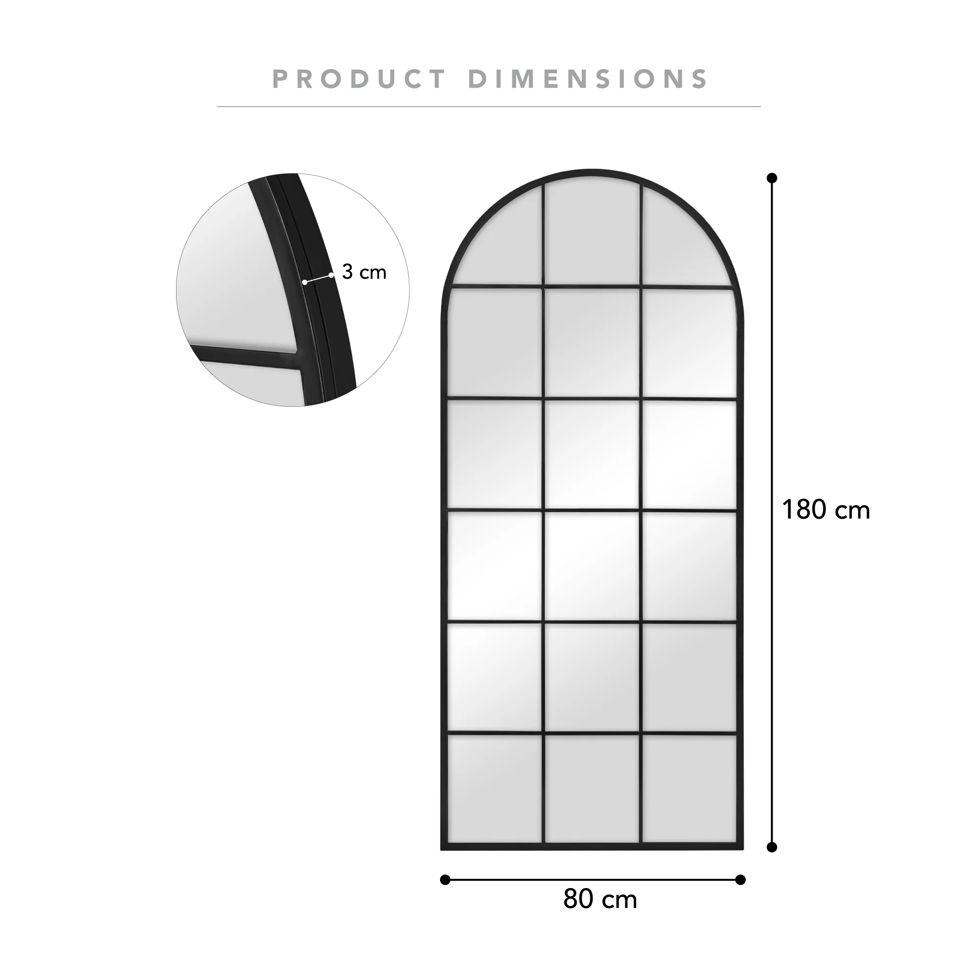 Sophia 180cm Arch Mirror Black - Image 3