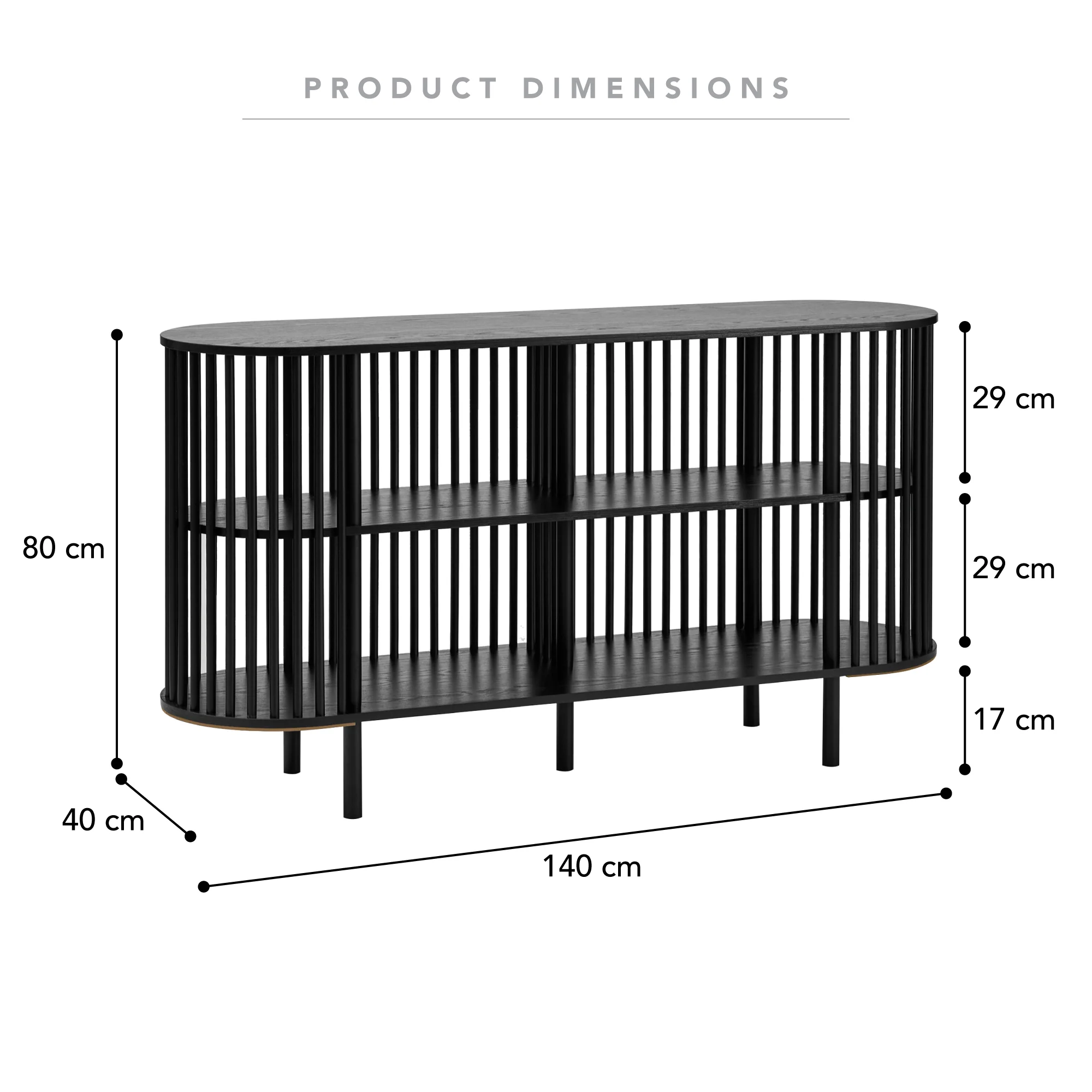 Halo Sideboard Black (140cm) - Image 3