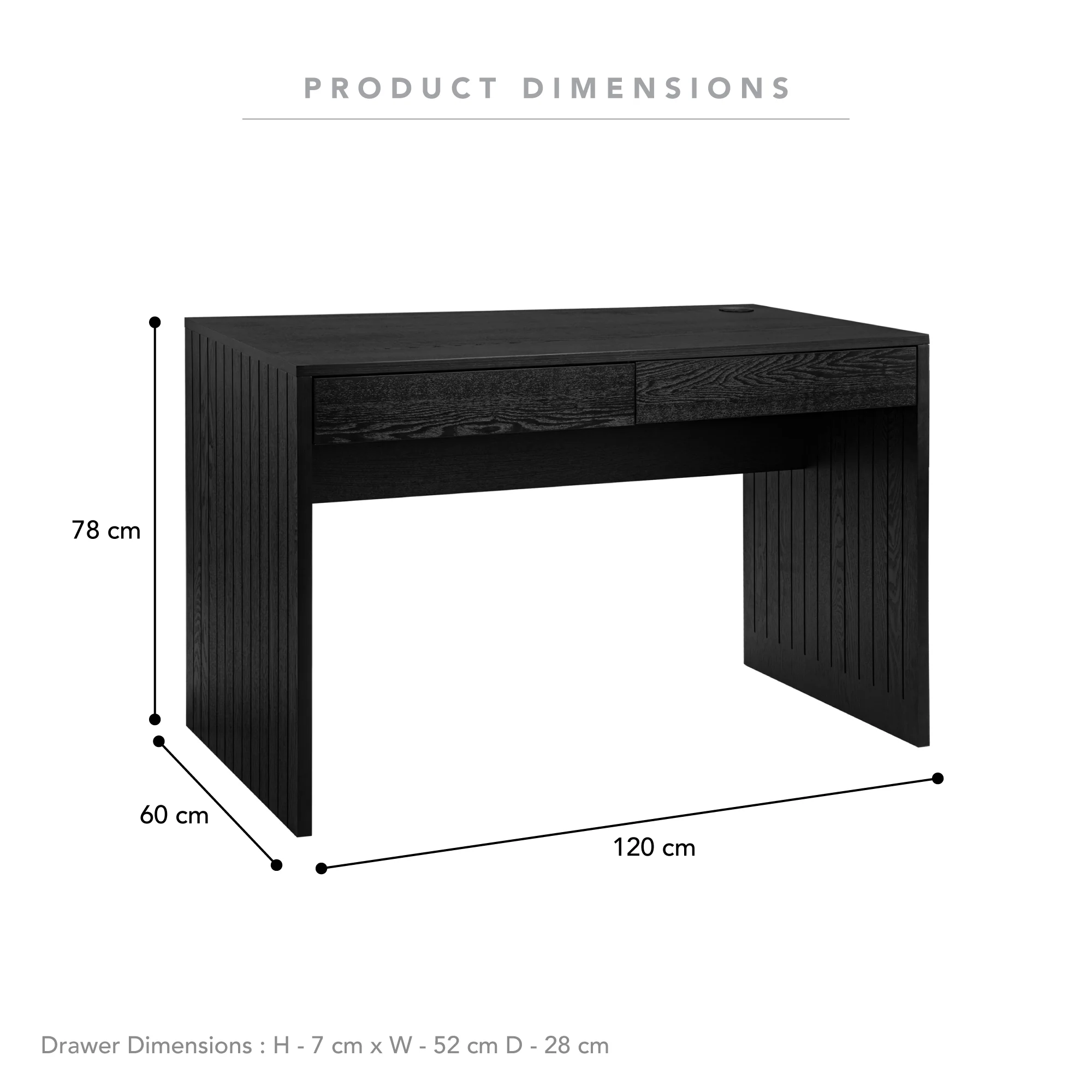 Harper 120cm Desk Black - Image 3