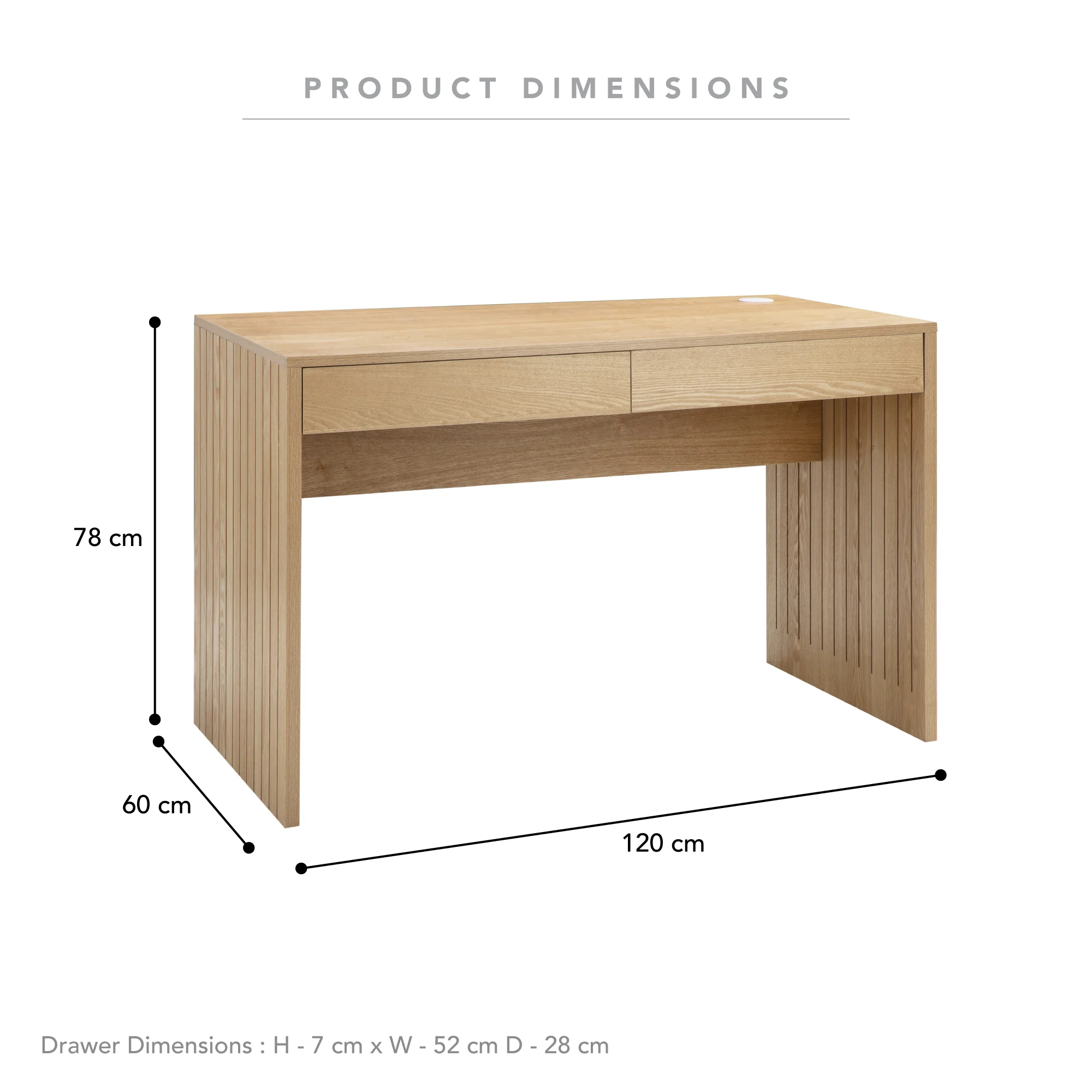 Harper 120cm Desk Oak - Image 3
