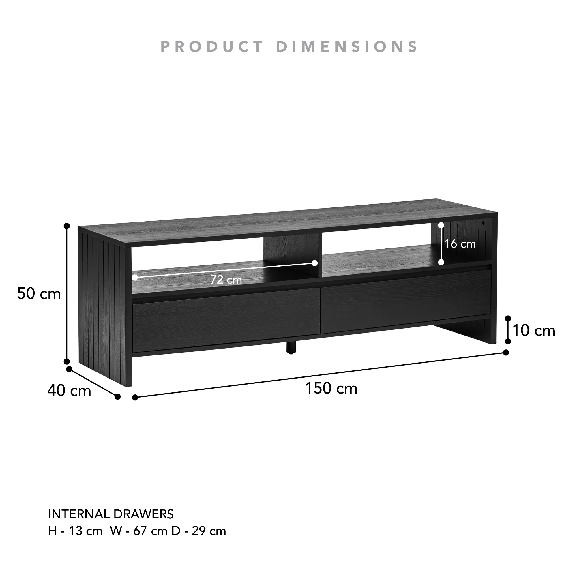 Harper Entertainment Unit Black (150cm) - Image 3