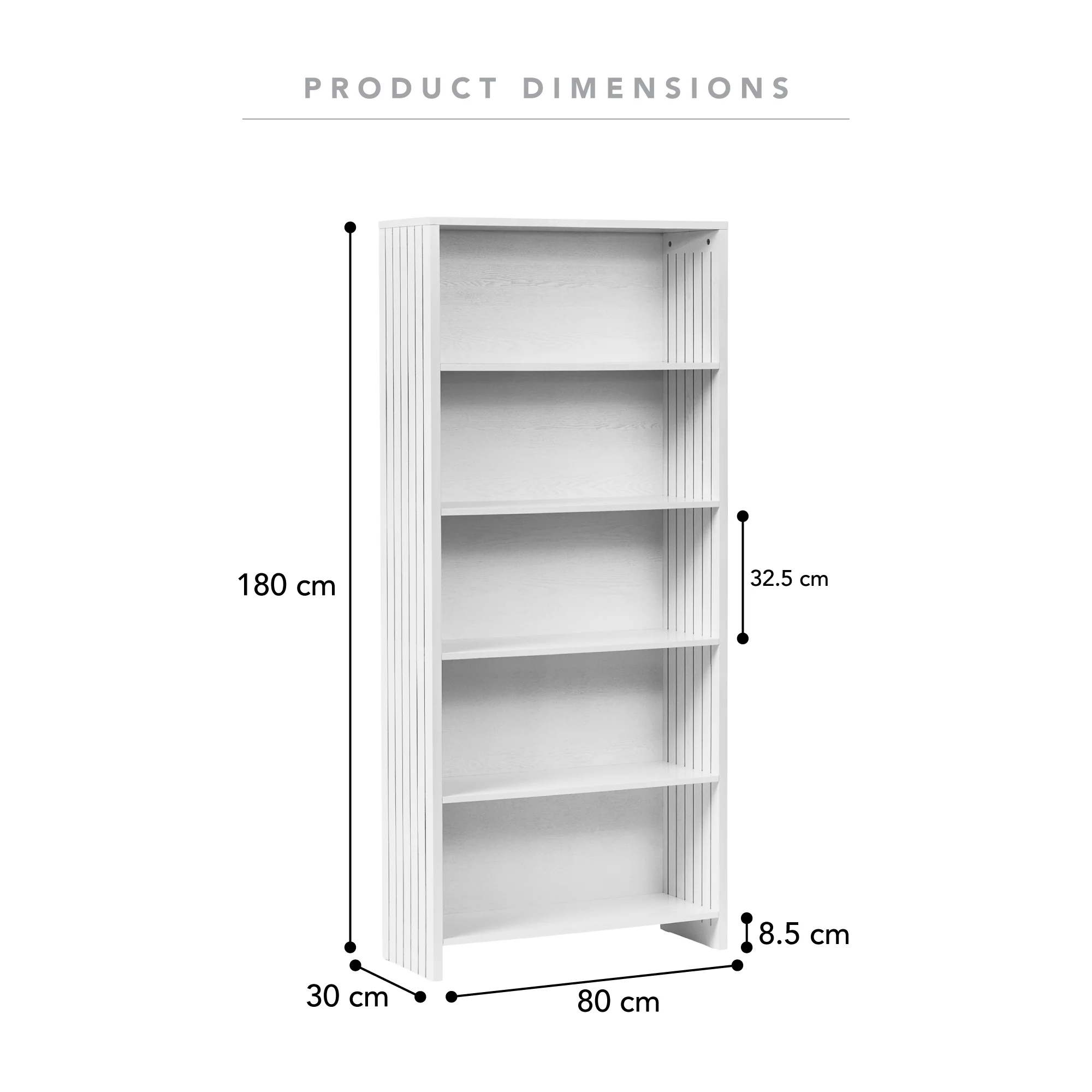 Harper 5 Tier Bookshelf White - Image 3